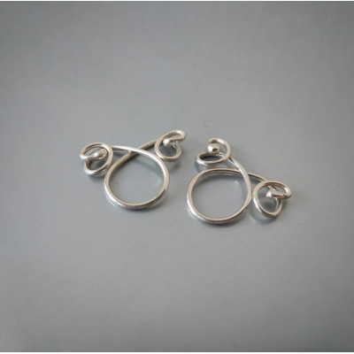 Silver Non-Piercing Adjustable Nipple Rings with Loop & Swirl Design