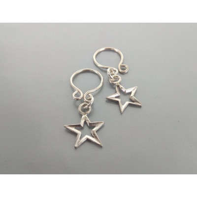 Non Piercing adjustable Nipple Ring with silver stars - Handmade sterling Silver Nipple Rings