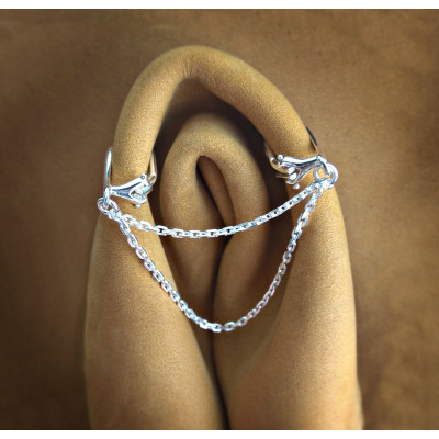 Sterling Silver Double Chain Intimate Clip Set — Non-Piercing Body Jewelry