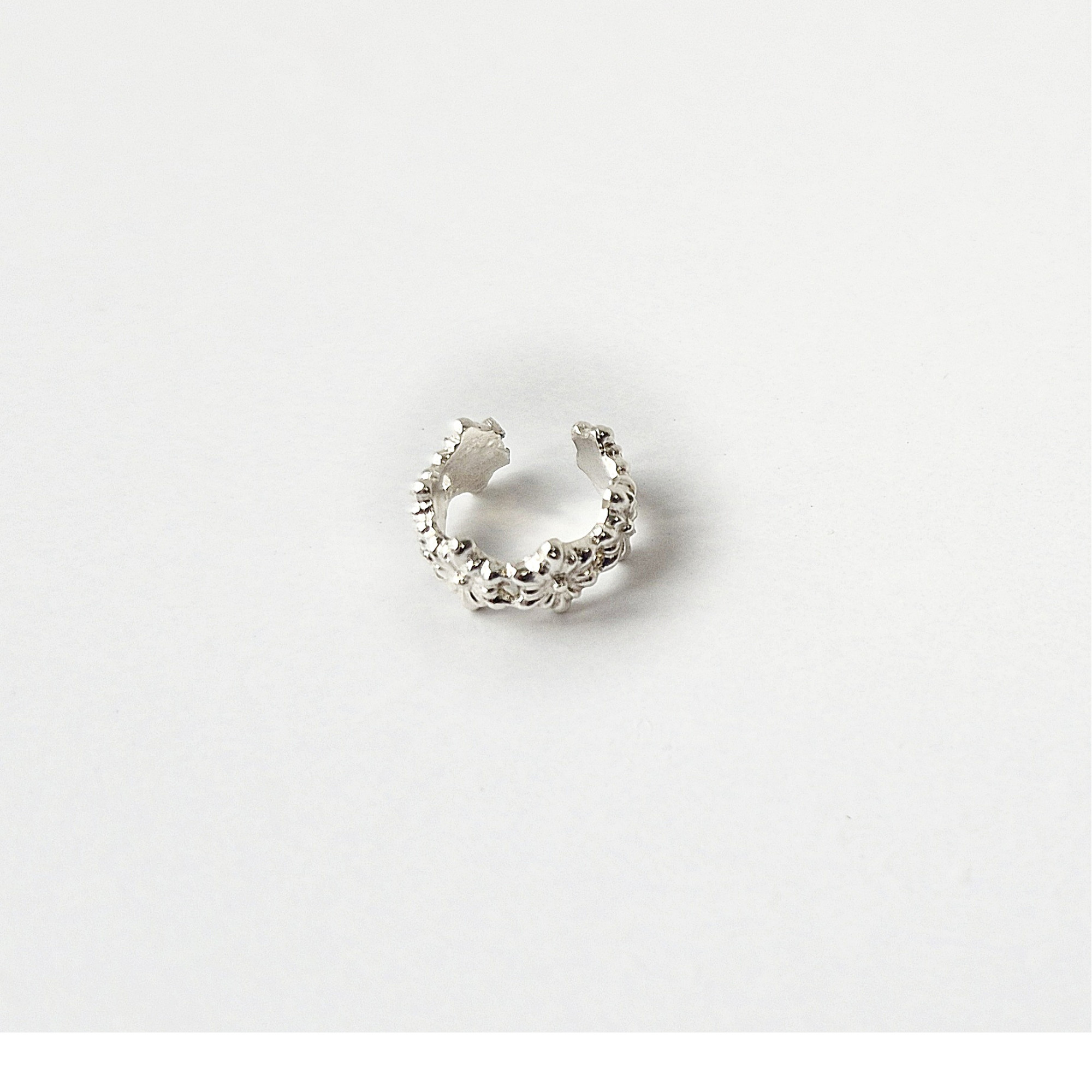 Silver Flower Ear Cuff – Handmade No-Piercing Jewelry — Image 8 of 10