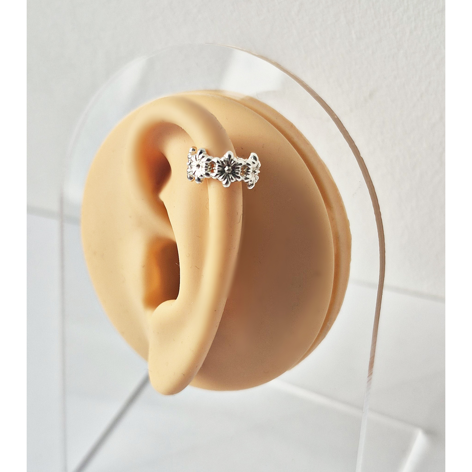 Silver Flower Ear Cuff – Handmade No-Piercing Jewelry — Image 10 of 10