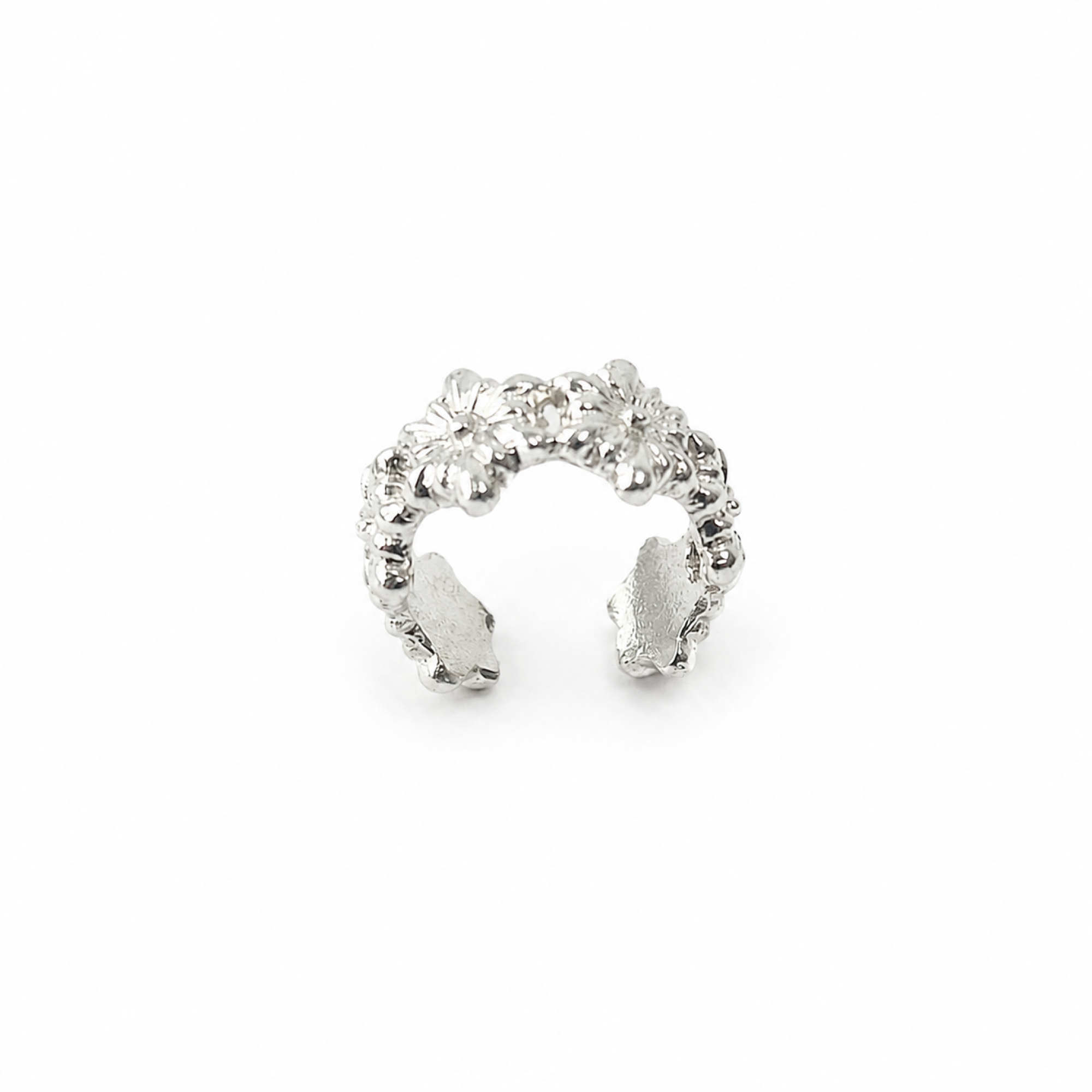 Silver Flower Ear Cuff – Handmade No-Piercing Jewelry — Image 1 of 10