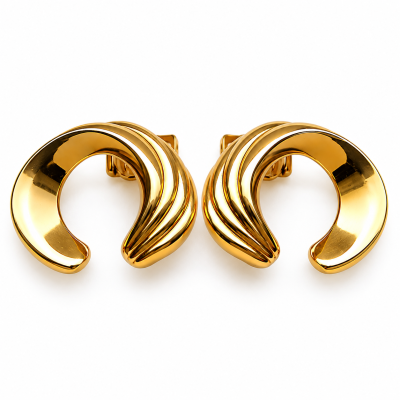 Vintage Monet Gold Clip-On Earrings | Retro  Statement Jewelry | Collectible 1980s Earrings