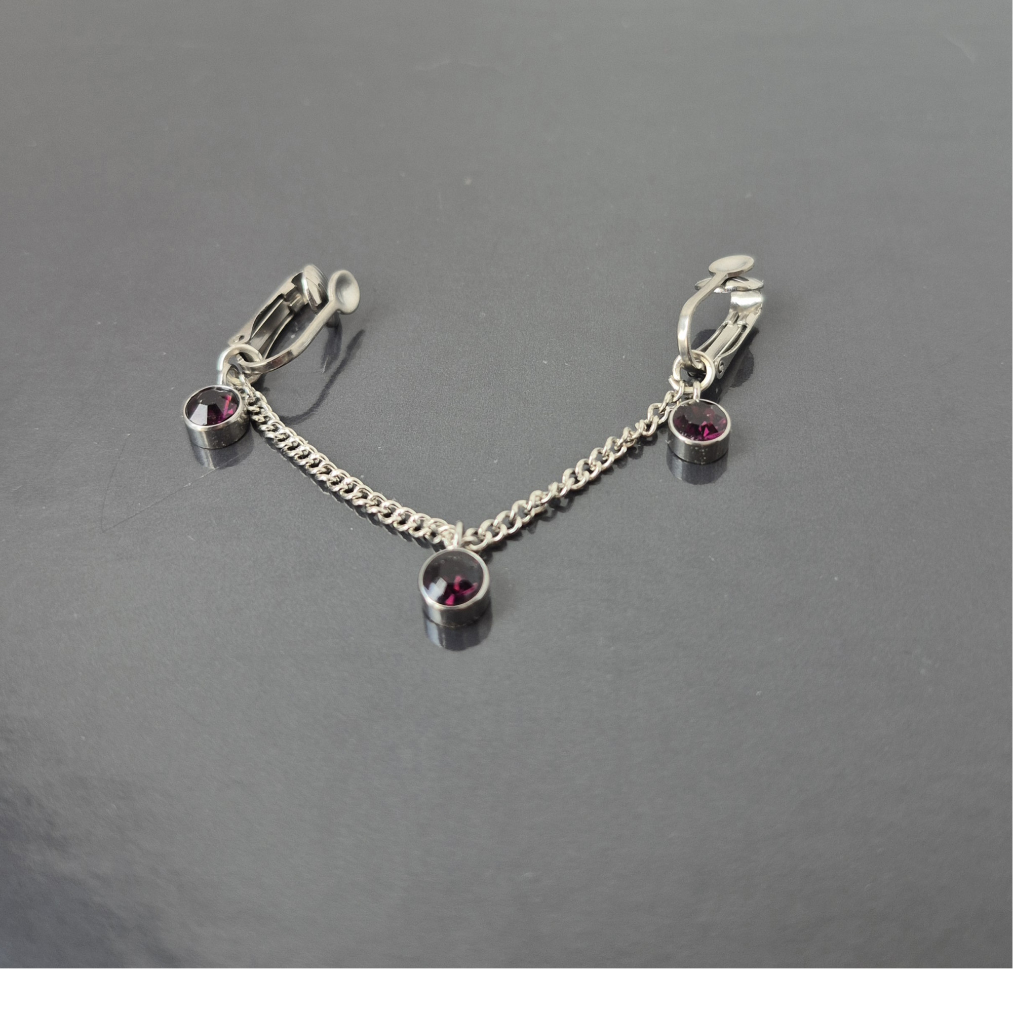 Purple Crystal Steel Clip Chain — Non-Piercing Intimate Jewelry — Image 2 of 4