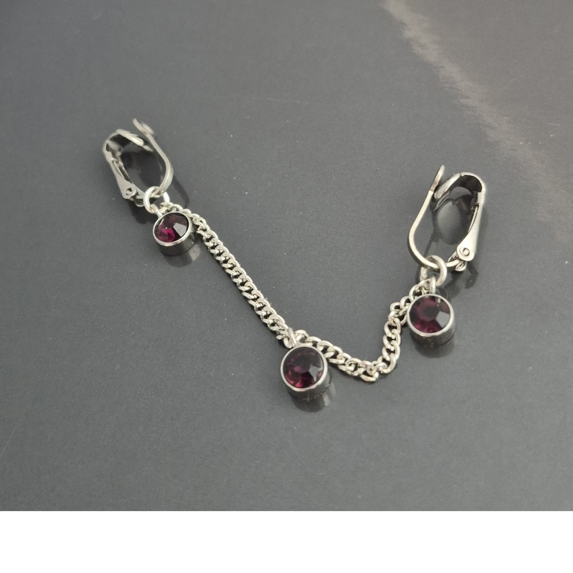Purple Crystal Steel Clip Chain — Non-Piercing Intimate Jewelry — Image 3 of 4