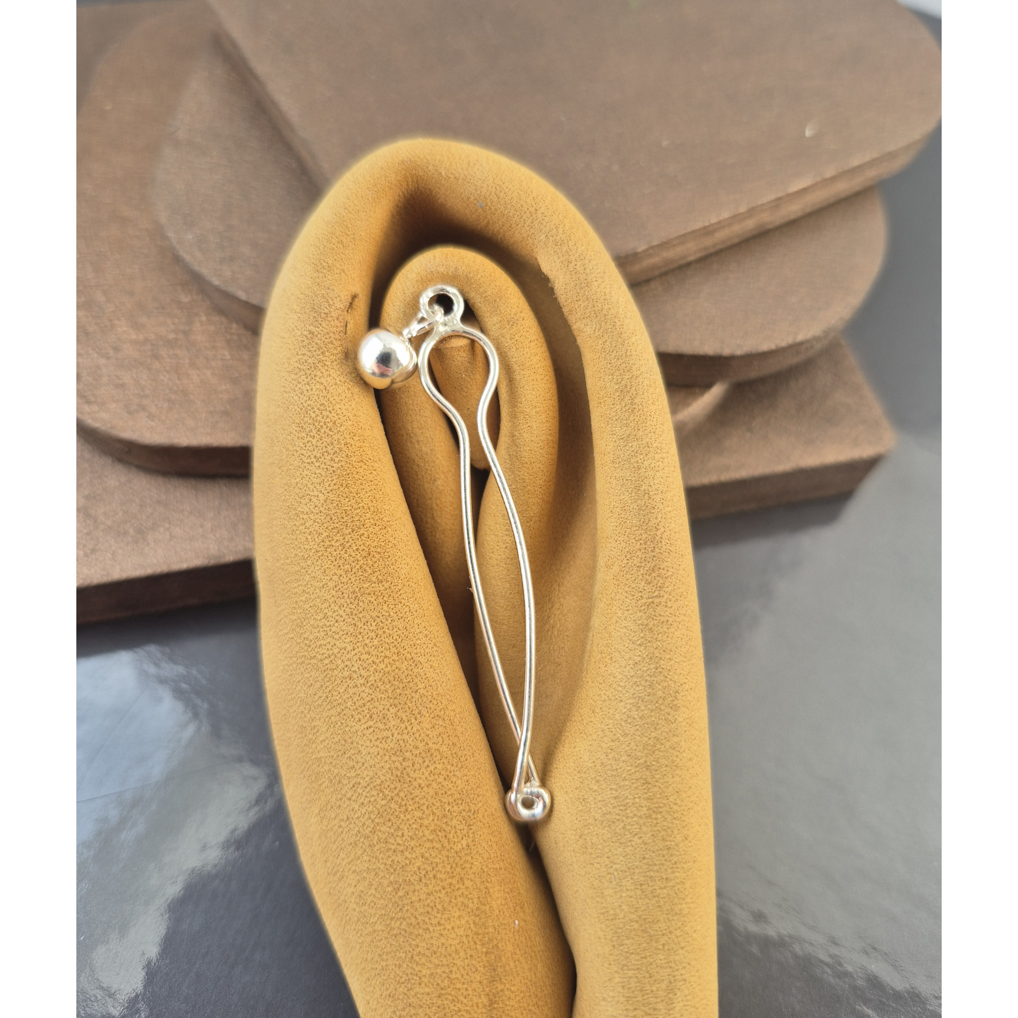 Fake Christina Piercing Handmade Sterling Silver with 5mm Ball — Image 5 of 5