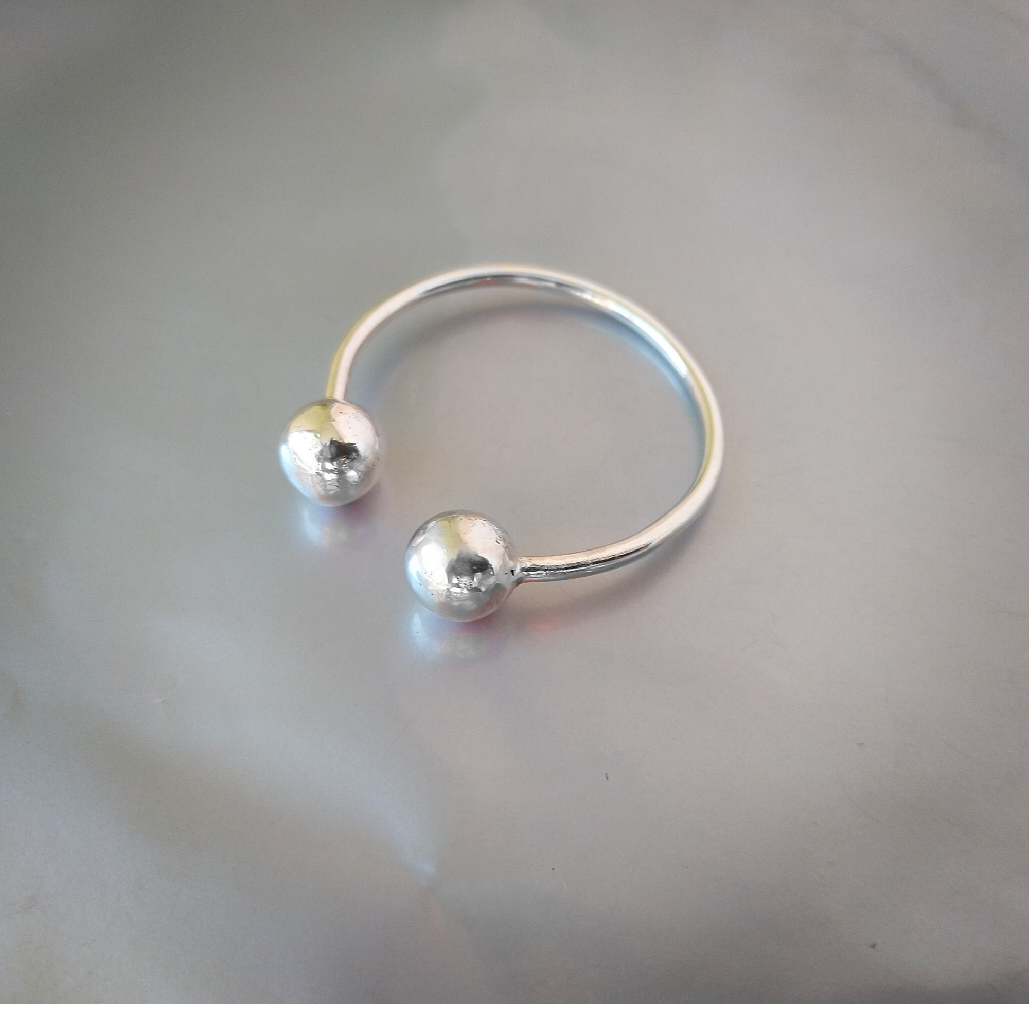Cock Glans Rings - Solid Silver - Worn below the head of your cock on your Frenulum - 2 pressure balls - Handmade body jewellery for Men — Image 1 of 7