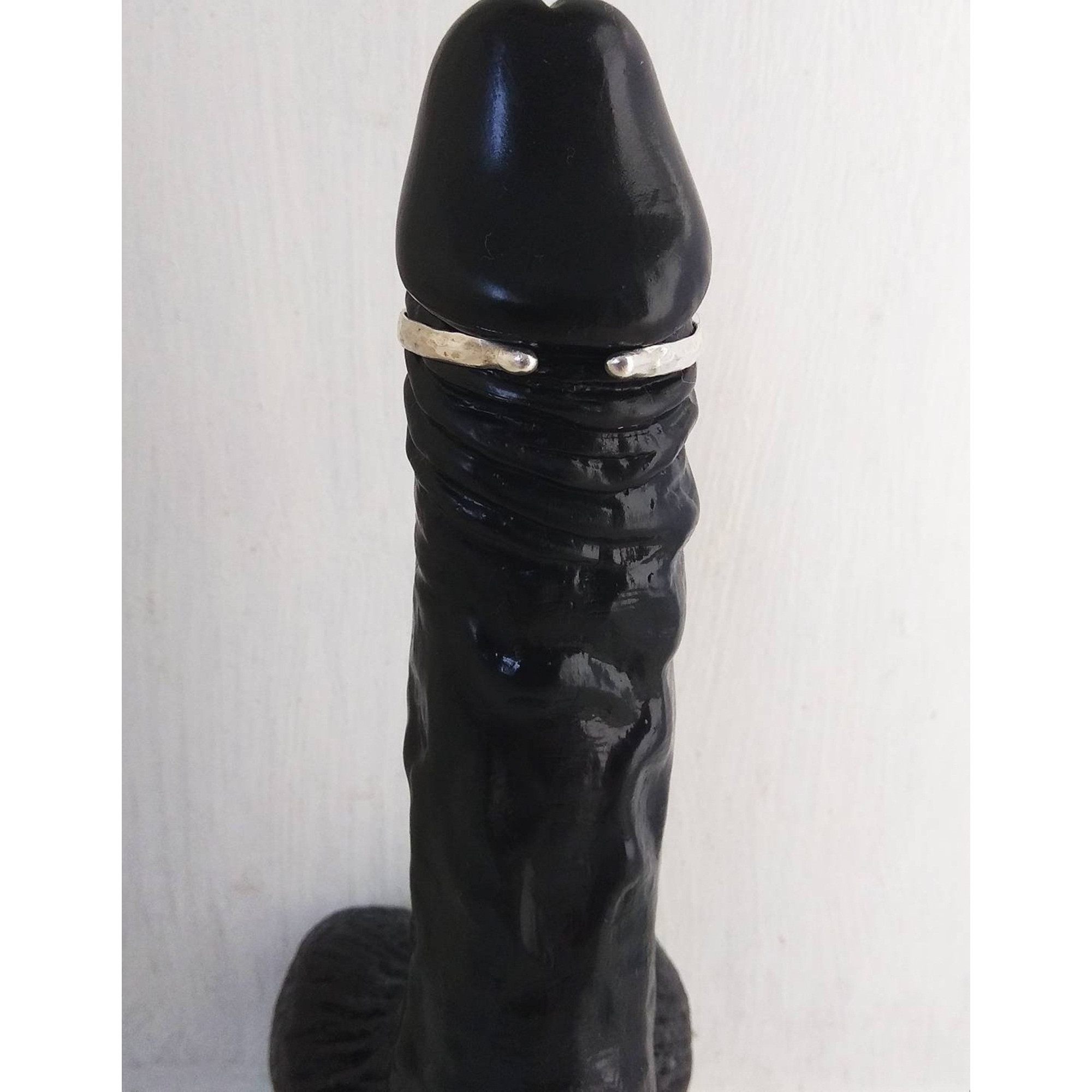 Personalized Male Jewelry | Adjustable Hammered Penis Ring — Image 5 of 6