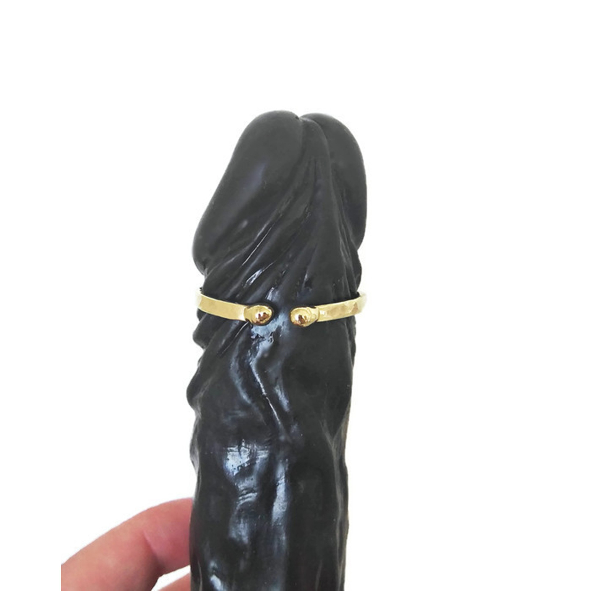 Handmade Hammered Brass Penis Ring – Adjustable Non-Piercing Jewelry for Men — Image 2 of 4