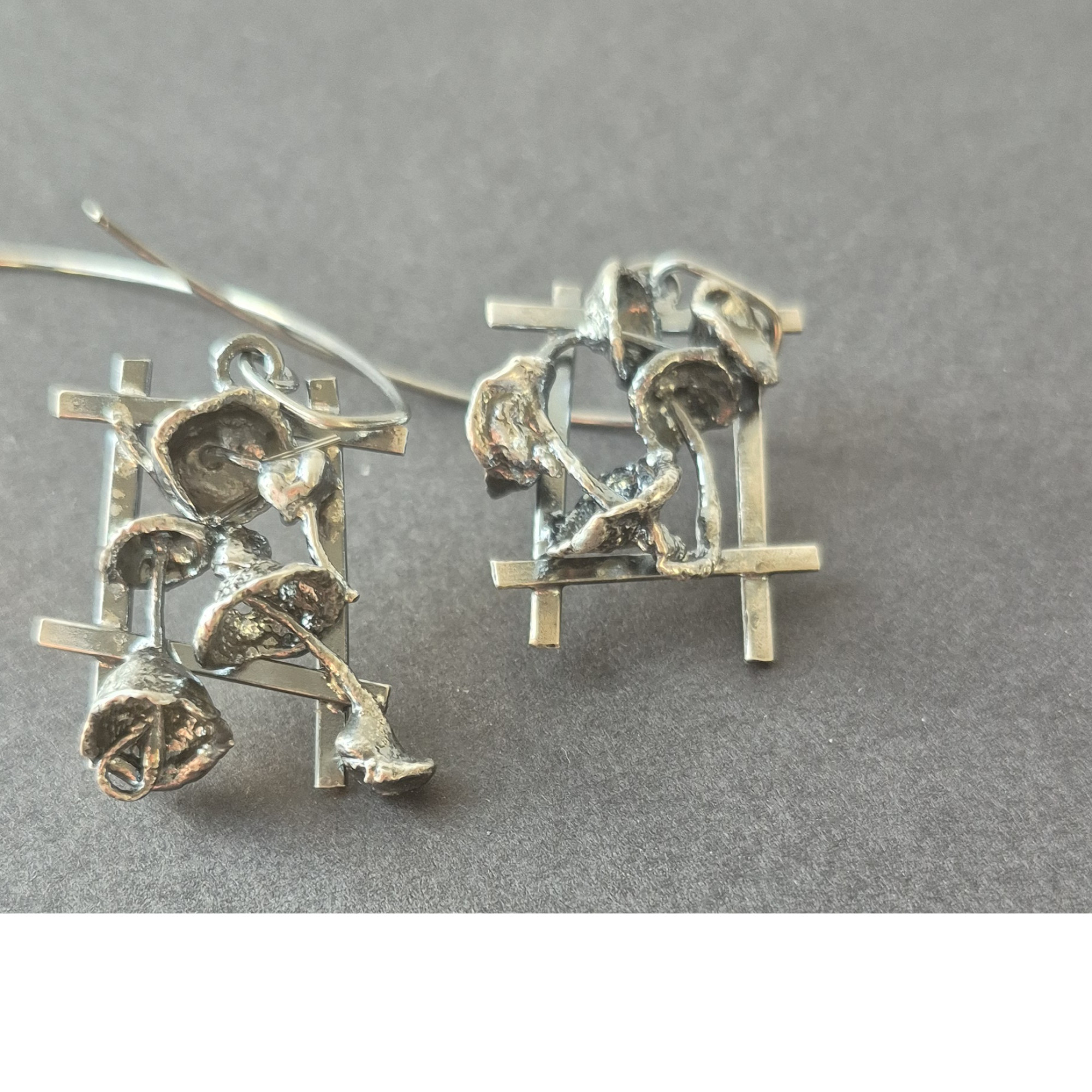 One-of-a-Kind Handmade Silver Earrings – Abstract Sculptural Design — Image 3 of 7