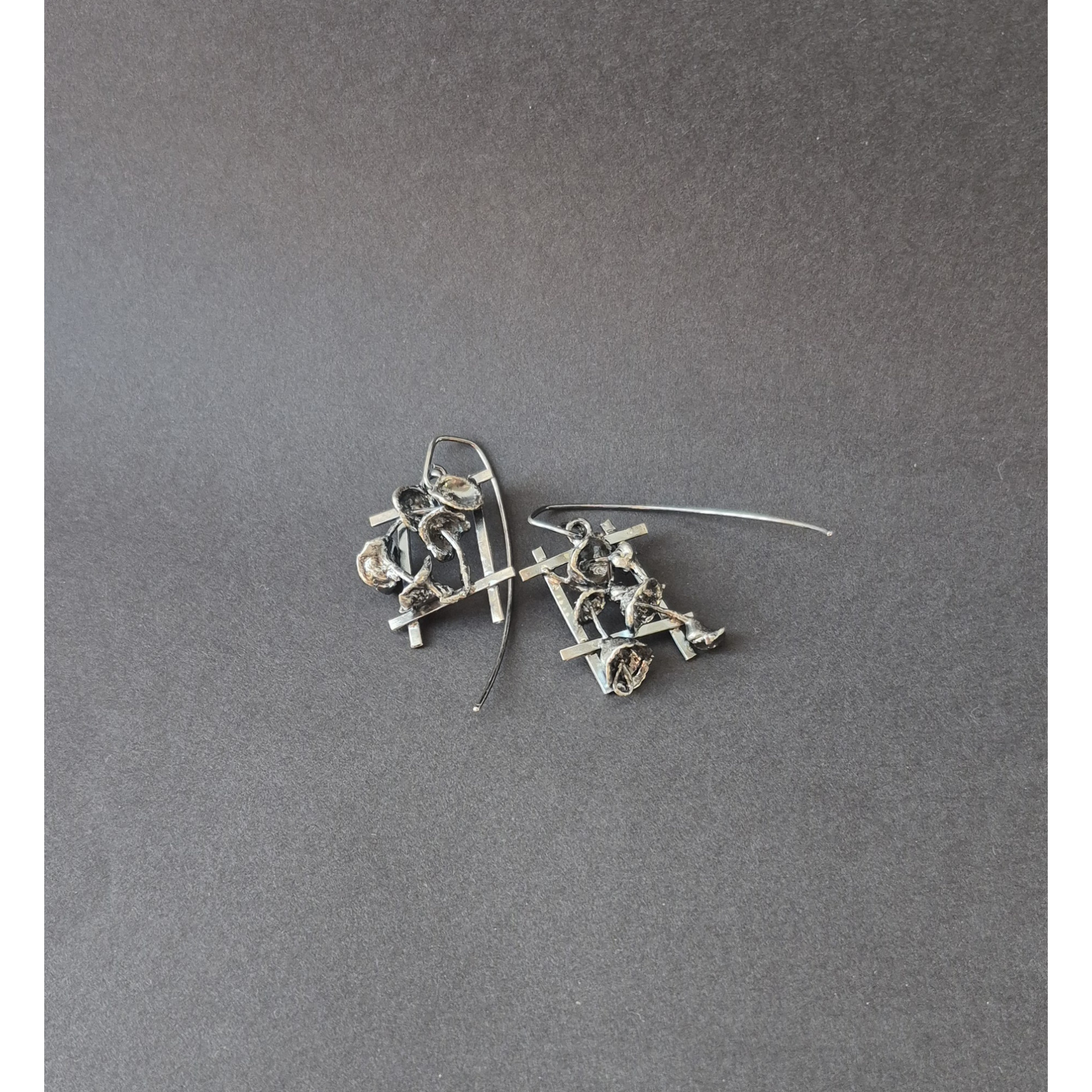One-of-a-Kind Handmade Silver Earrings – Abstract Sculptural Design — Image 7 of 7