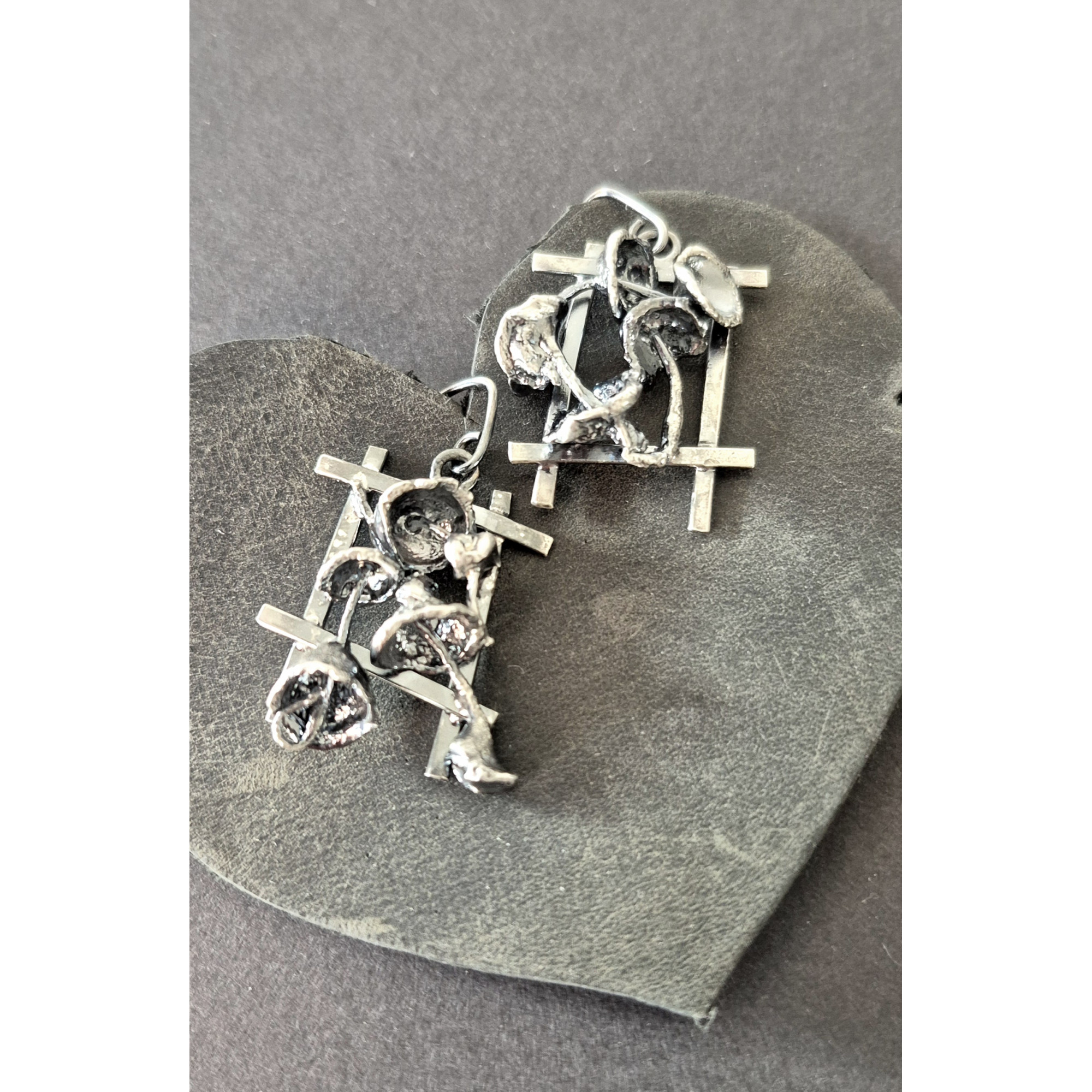 One-of-a-Kind Handmade Silver Earrings – Abstract Sculptural Design — Image 5 of 7