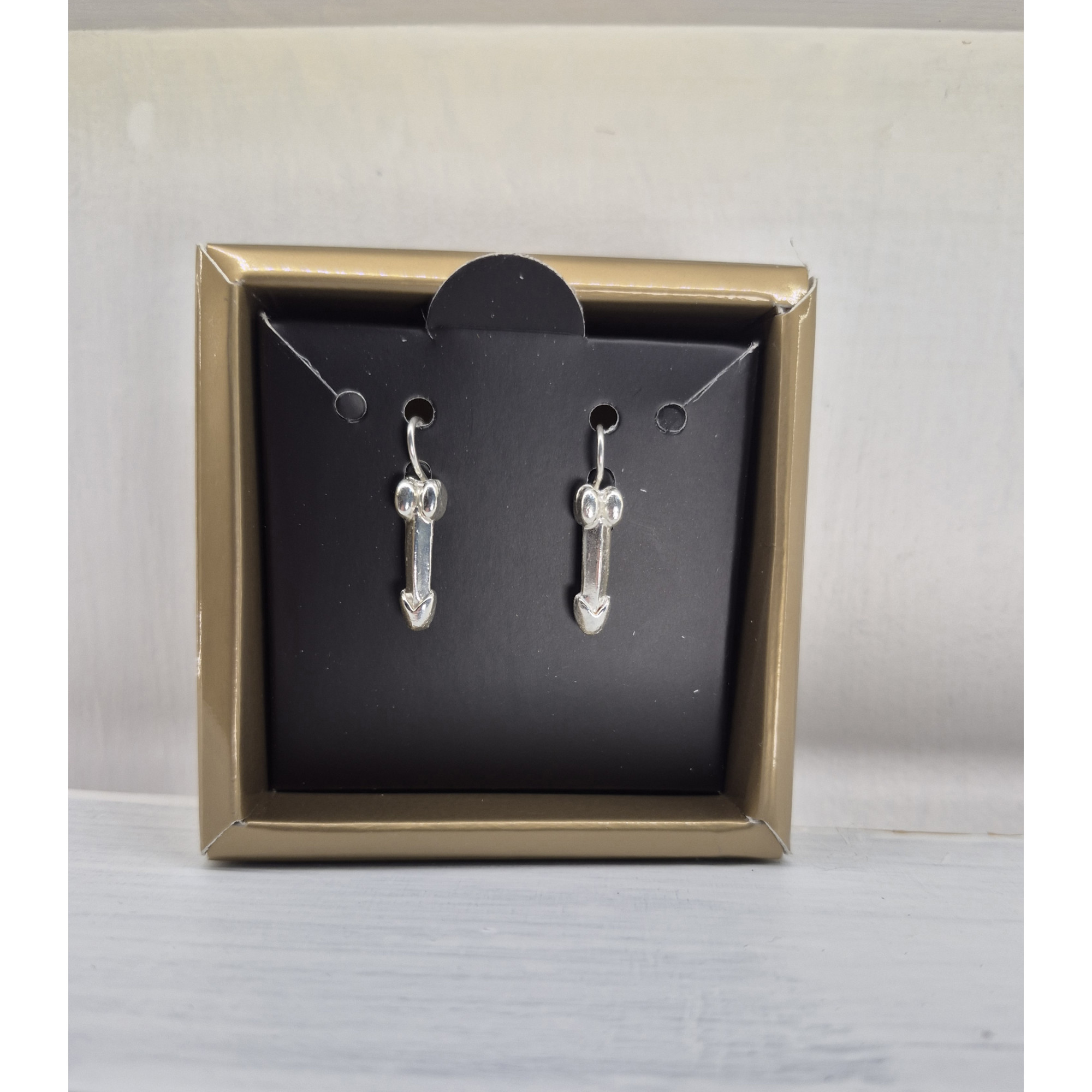 Handmade Silver 925 Penis Shape Earrings — Image 6 of 7