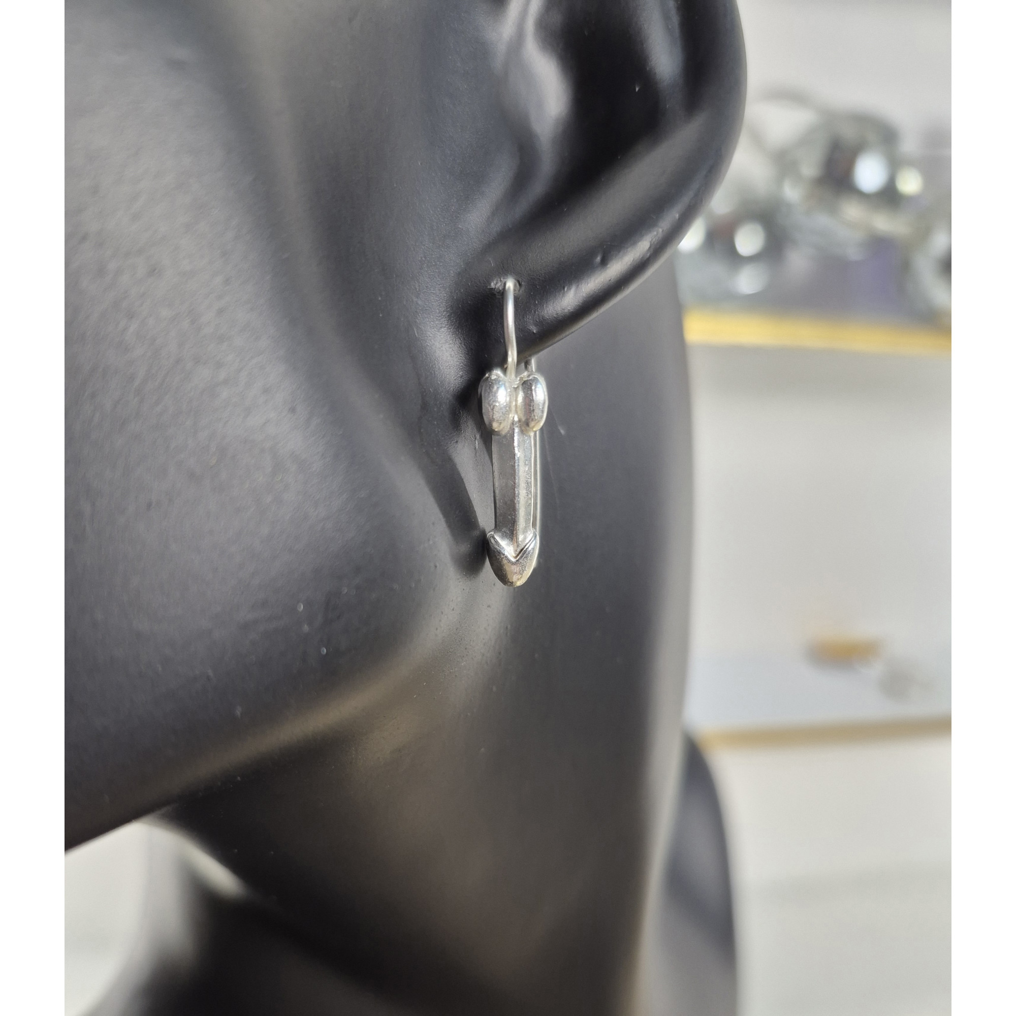 Handmade Silver 925 Penis Shape Earrings — Image 7 of 7