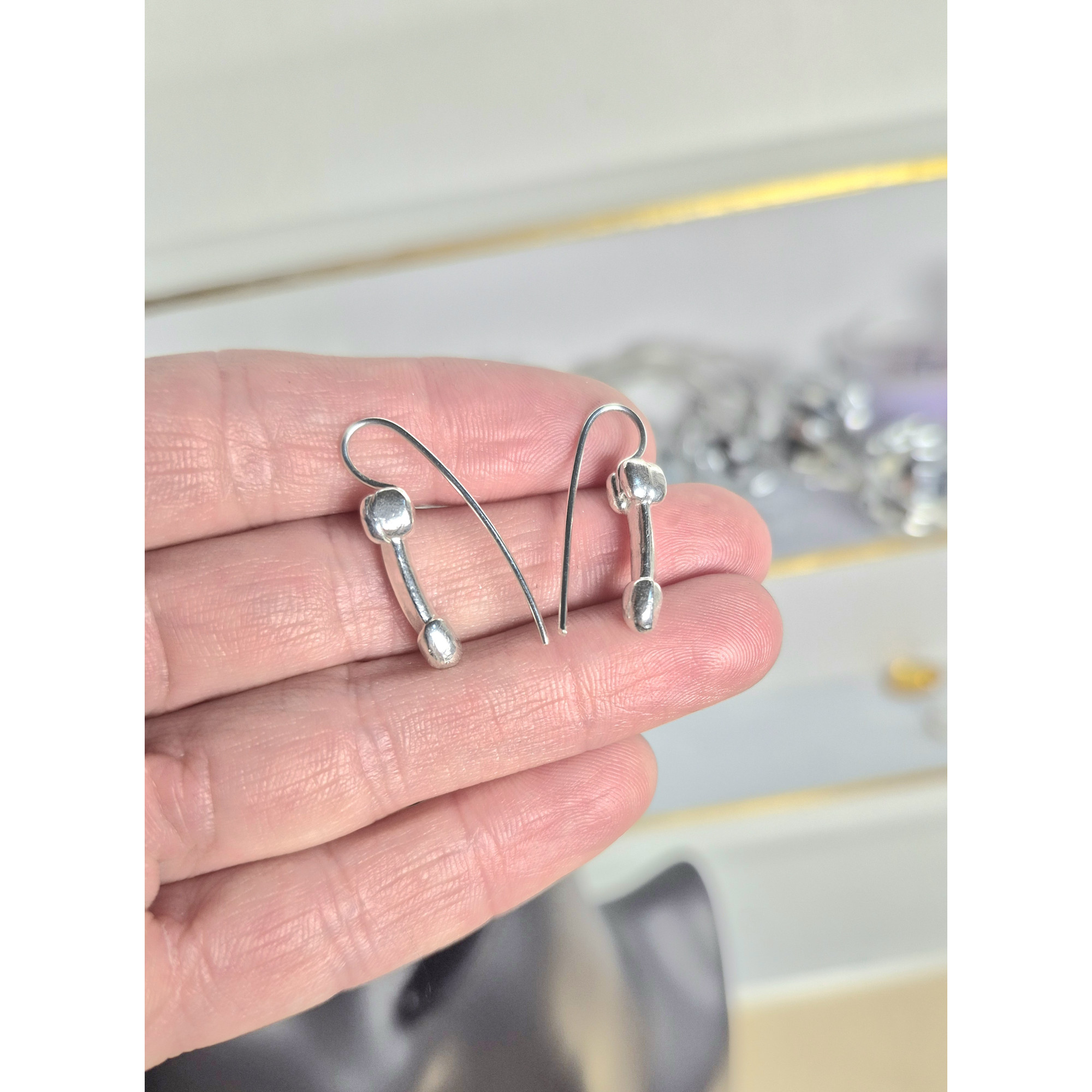 Handmade Silver 925 Penis Shape Earrings — Image 3 of 7