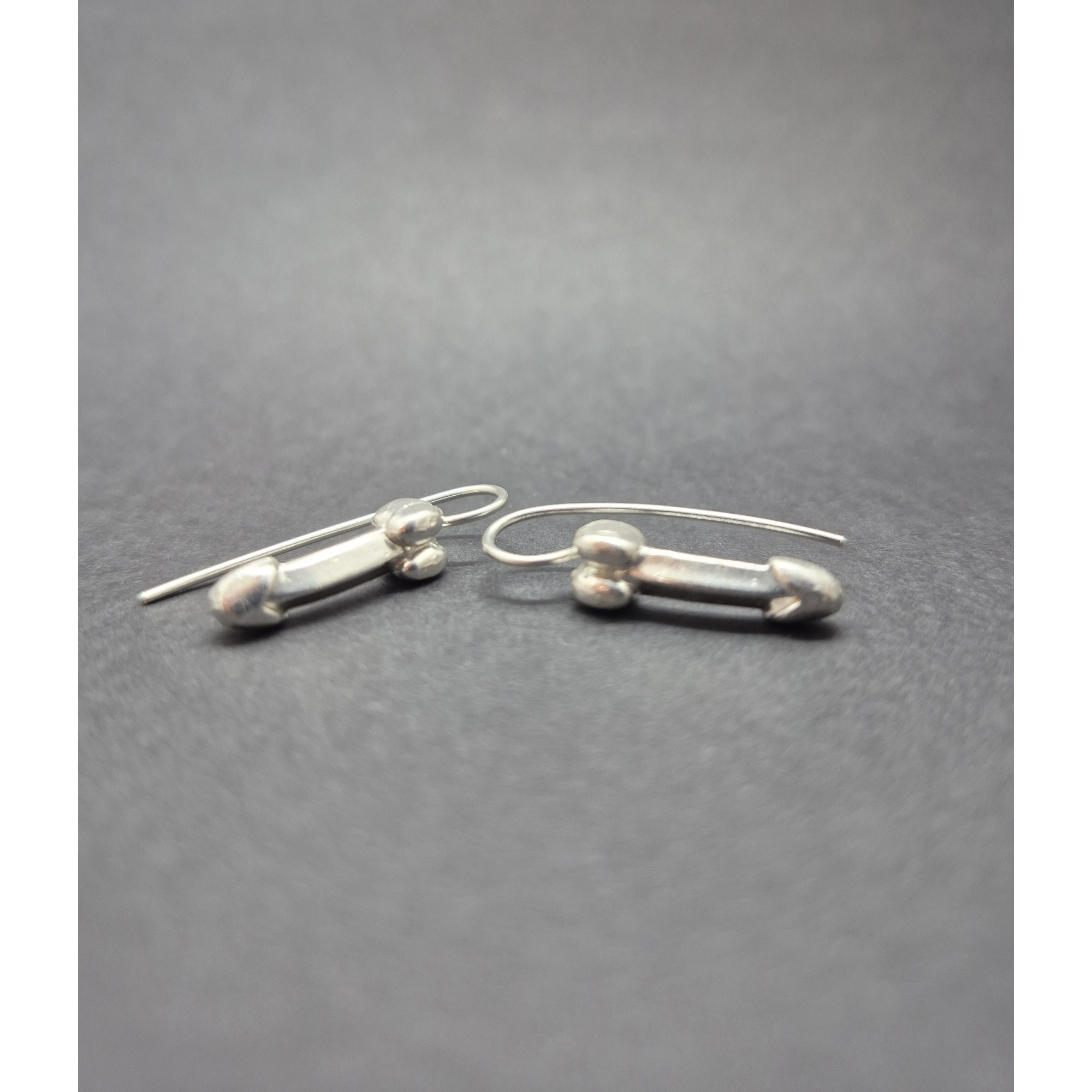 Handmade Silver 925 Penis Shape Earrings — Image 4 of 7