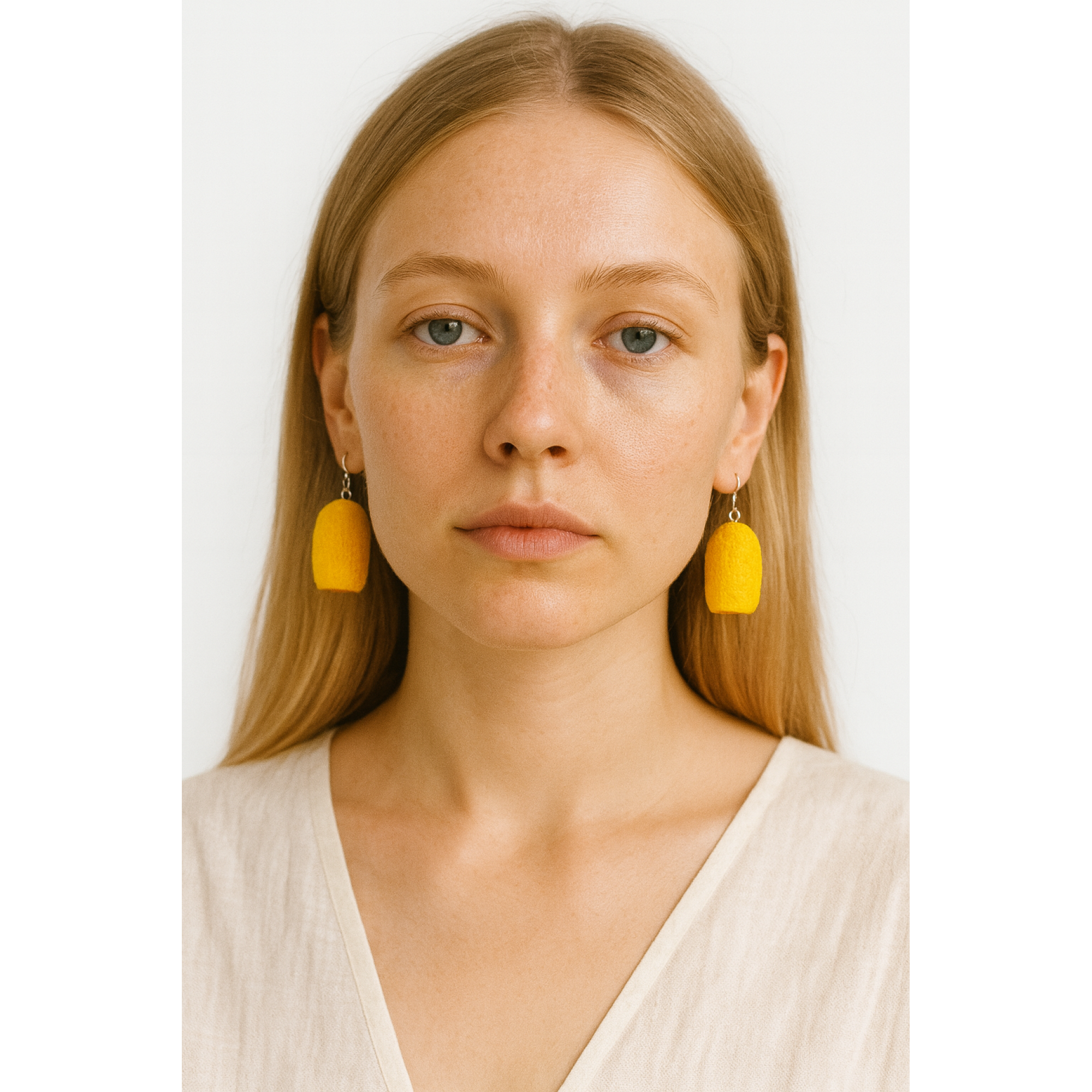 Handmade Yellow Boho Earrings from Silkworm Cocoons | SilverBuds — Image 1 of 5