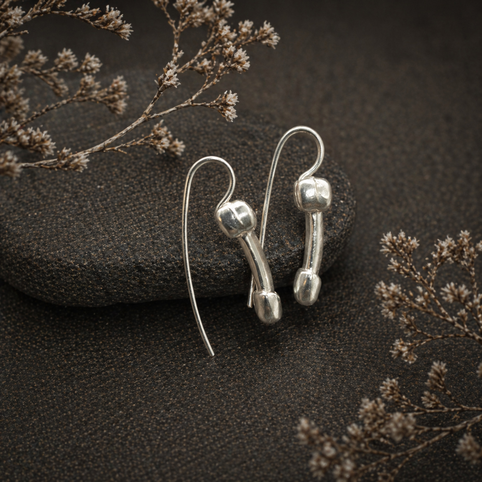 Handmade Silver 925 Penis Shape Earrings — Image 1 of 7