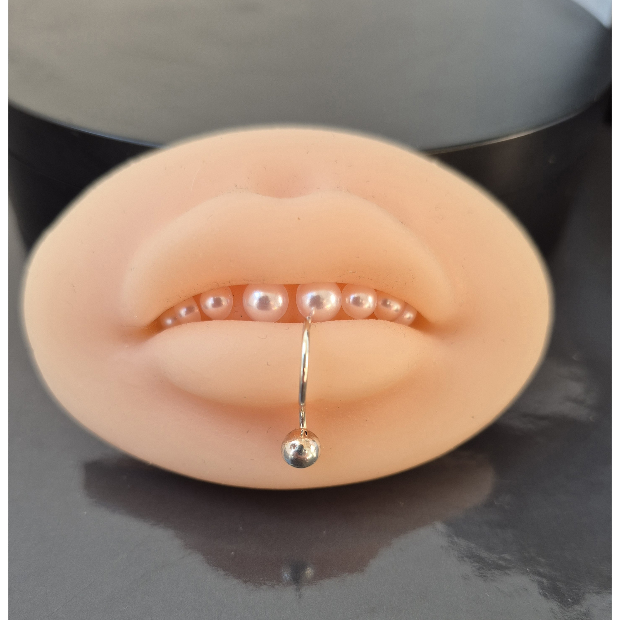 Ball Lip Cuff – Handmade Sterling Silver Fake Lip Ring, No Piercing Needed — Image 7 of 7