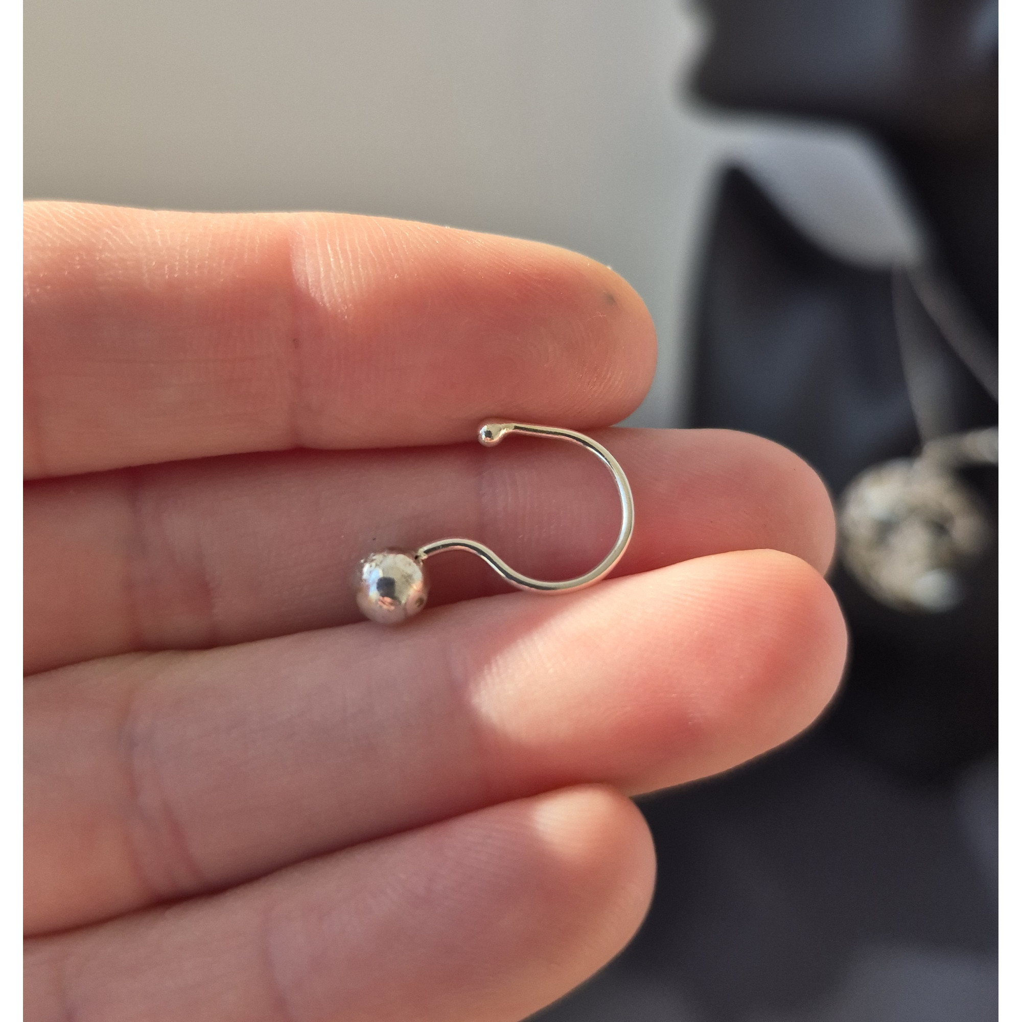 Ball Lip Cuff – Handmade Sterling Silver Fake Lip Ring, No Piercing Needed — Image 2 of 7