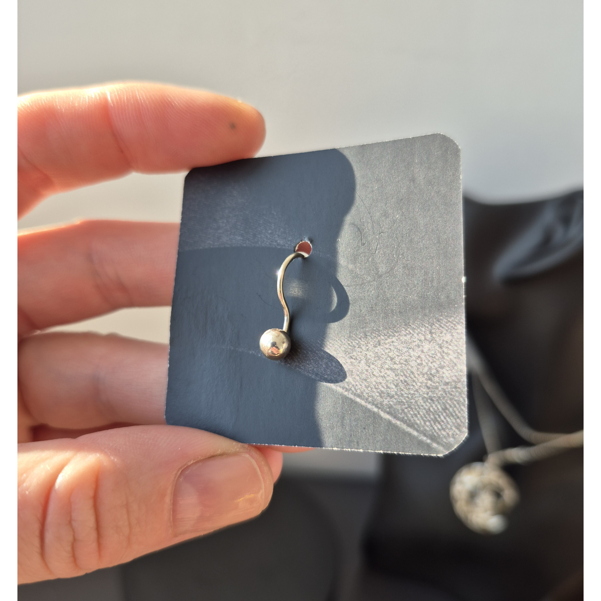 Ball Lip Cuff – Handmade Sterling Silver Fake Lip Ring, No Piercing Needed — Image 4 of 7