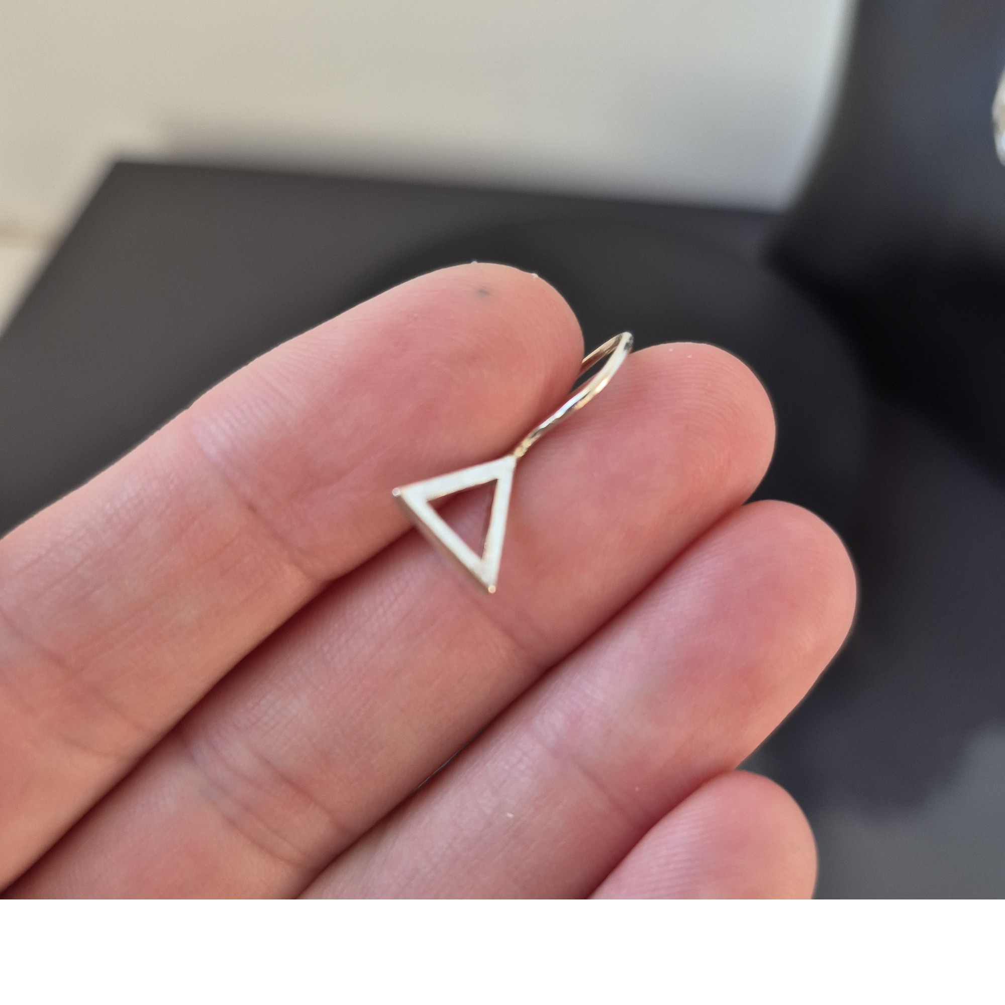 Triangle Lip Cuff – Handmade Sterling Silver Fake Lip Ring, No Piercing Needed — Image 5 of 6