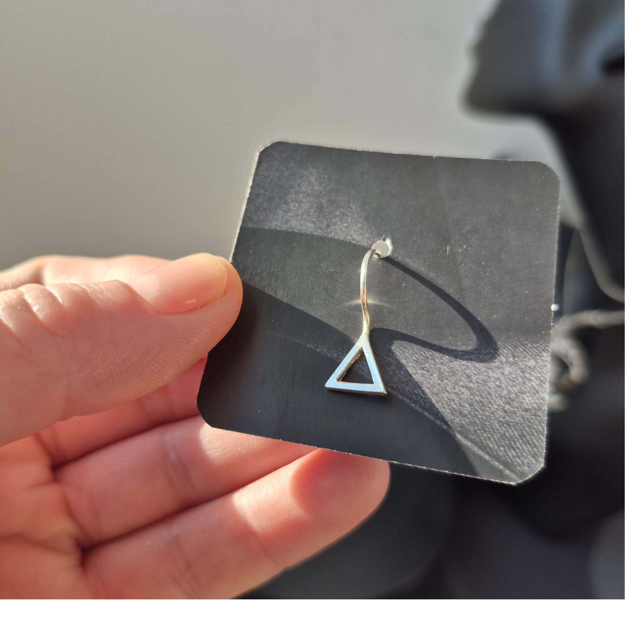 Triangle Lip Cuff – Handmade Sterling Silver Fake Lip Ring, No Piercing Needed — Image 6 of 6