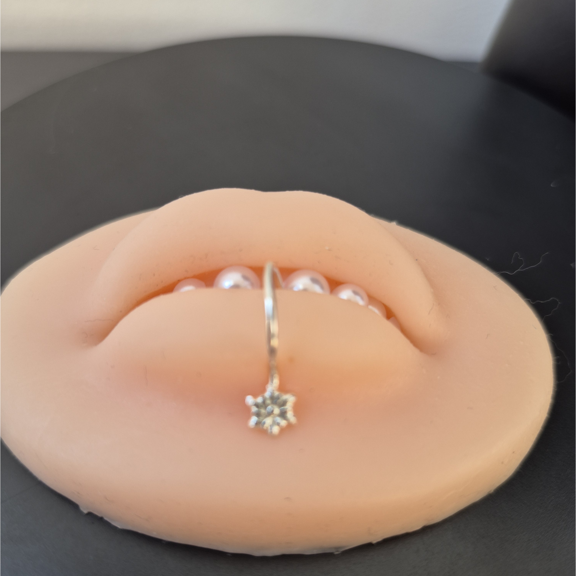 Handmade Silver Fake Lip Ring No Piercing — Image 7 of 8