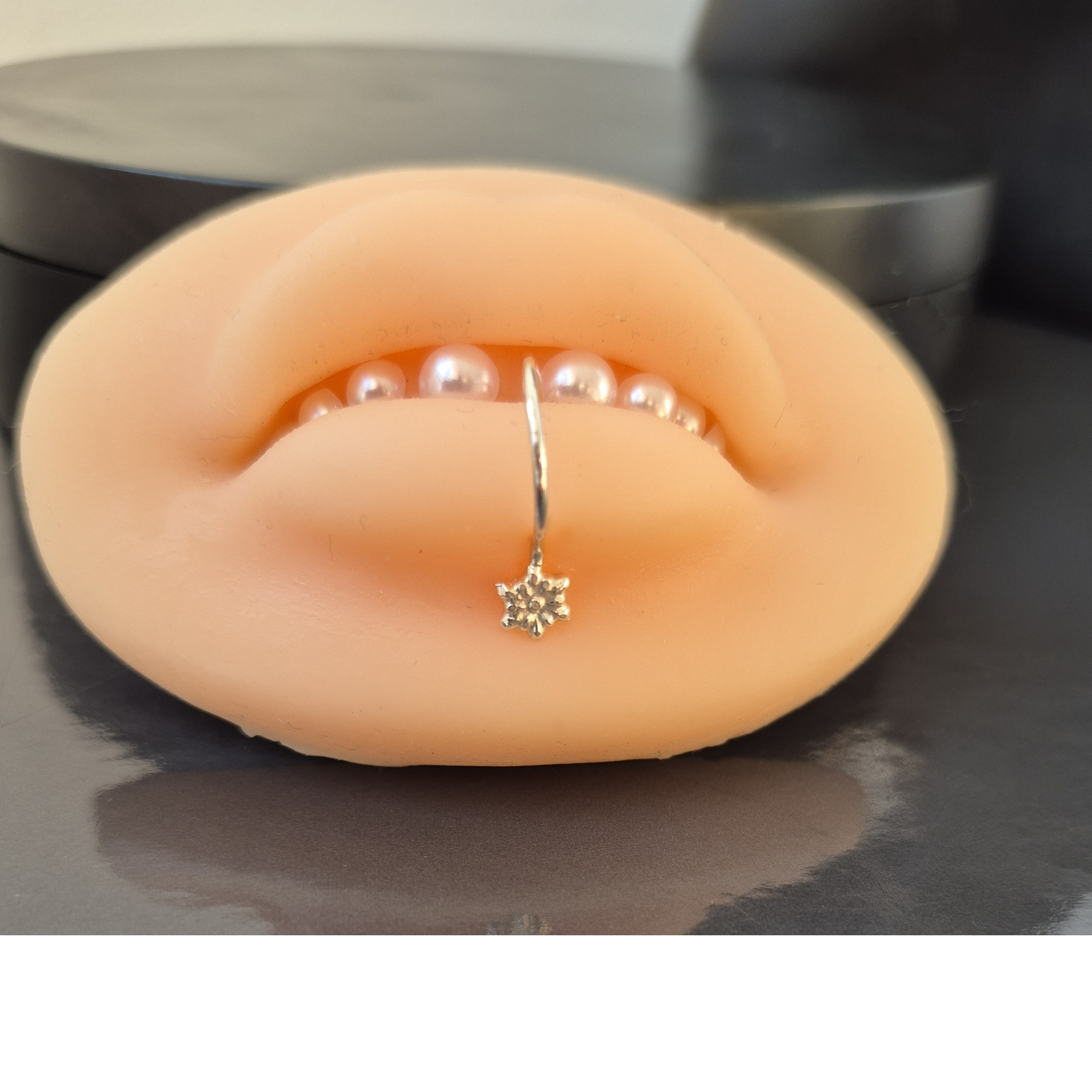 Handmade Silver Fake Lip Ring No Piercing — Image 4 of 8