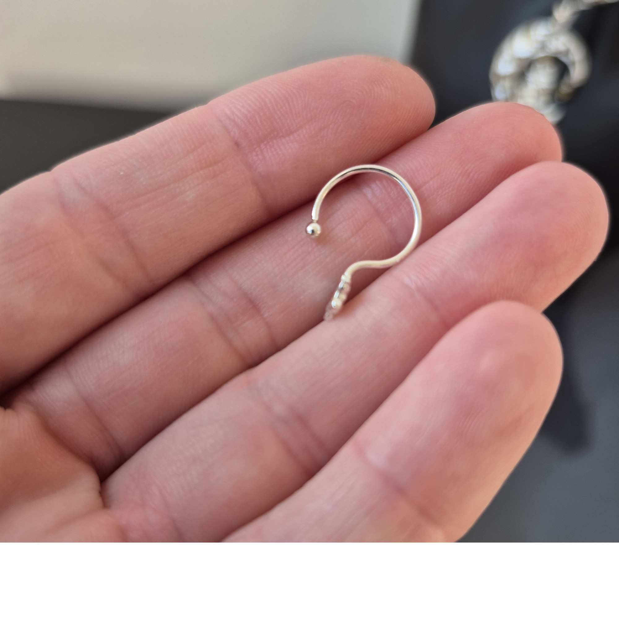 Handmade Silver Fake Lip Ring No Piercing — Image 5 of 8