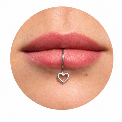 Heart Lip Cuff — Fake Lip Ring, No Piercing, Sterling Silver