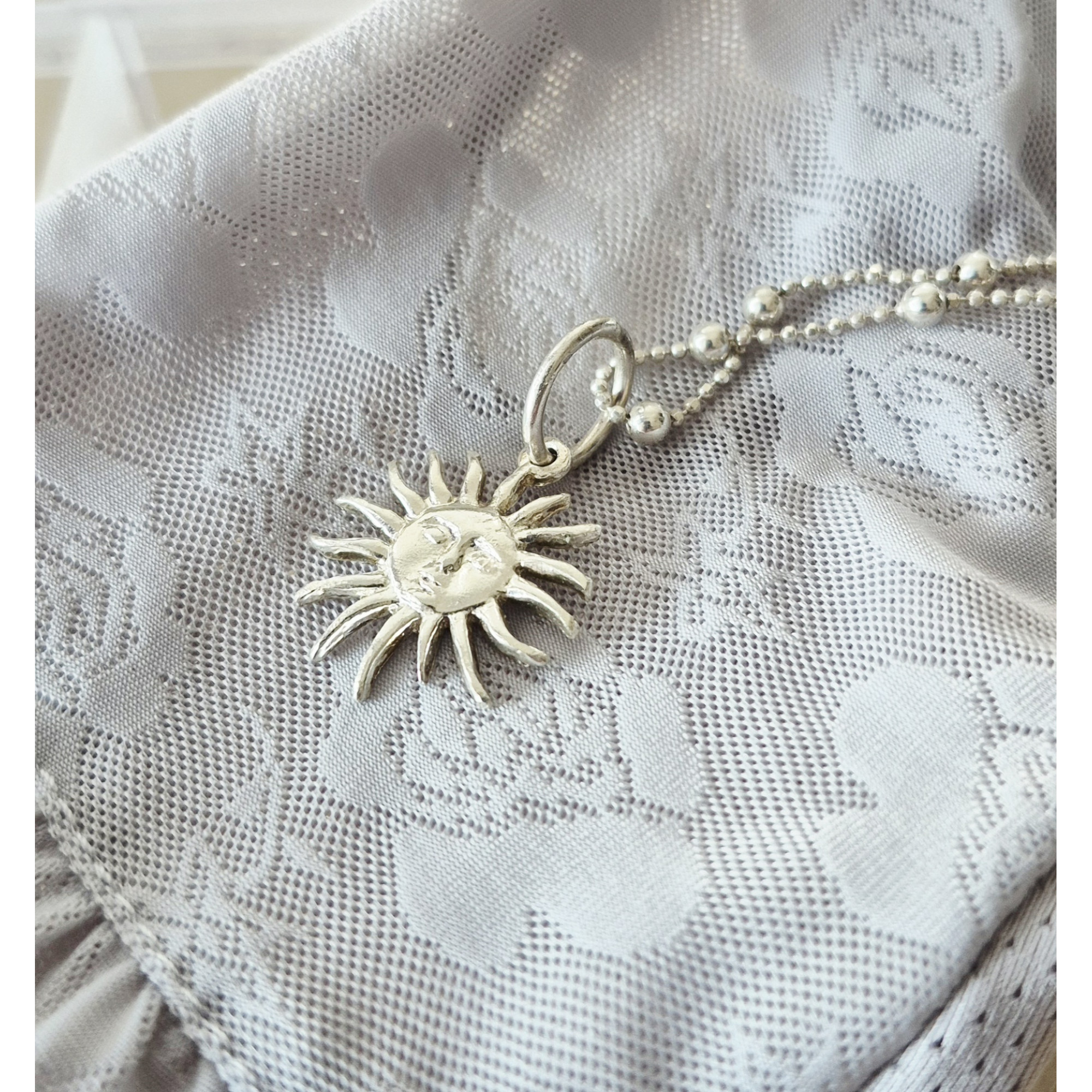 Handmade Sterling Silver Sun Pendant with 45cm Chain — Image 3 of 6