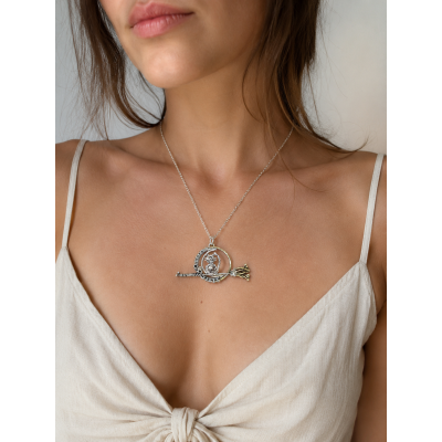 Wire wrapped Cat pendant - Sterling silver and brass