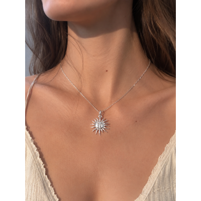 Handmade Silver Sun Pendant Necklace – Sterling Silver with 45cm Chain