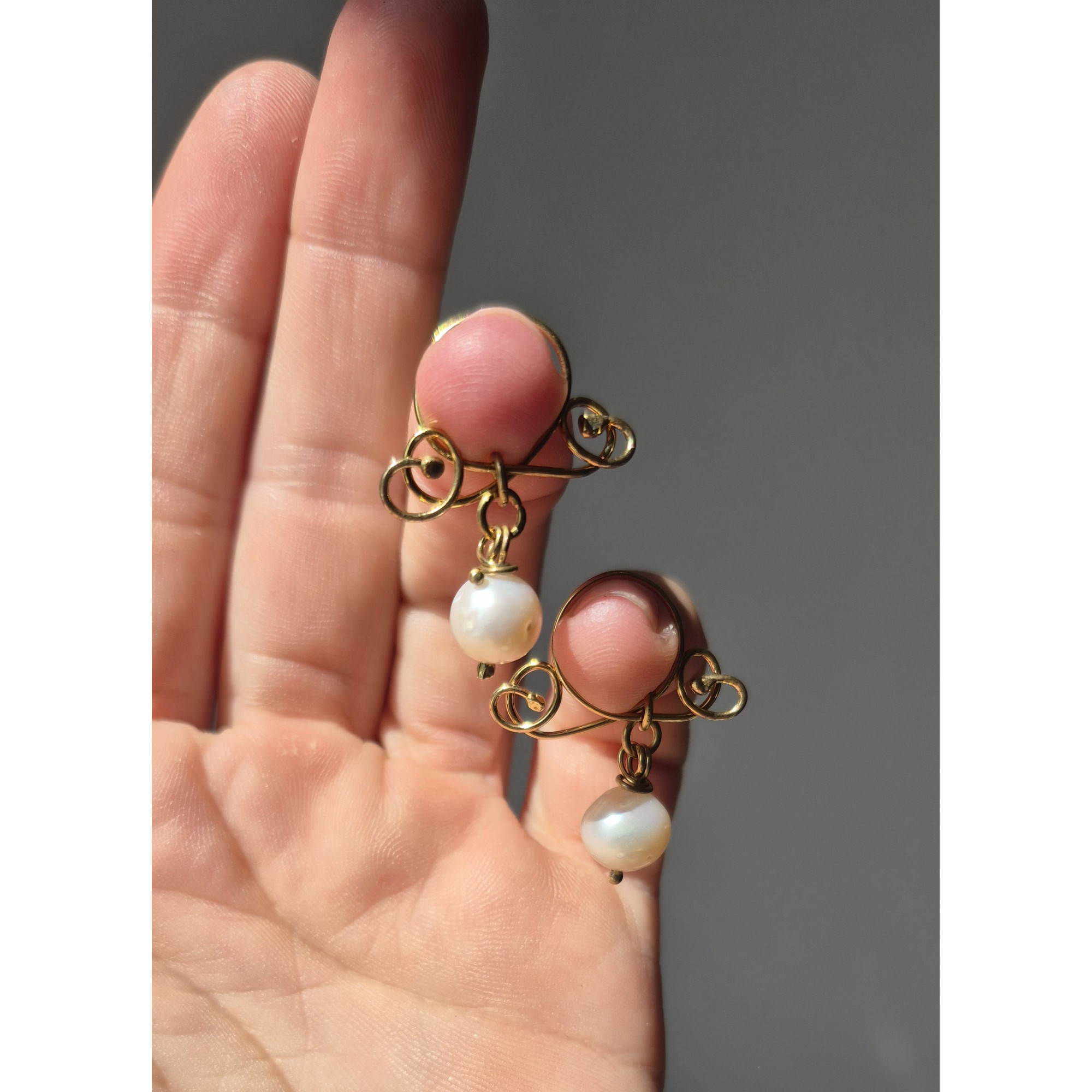 Handmade Brass Non-Piercing Nipple Clamps with White Pearls — Image 1 of 5