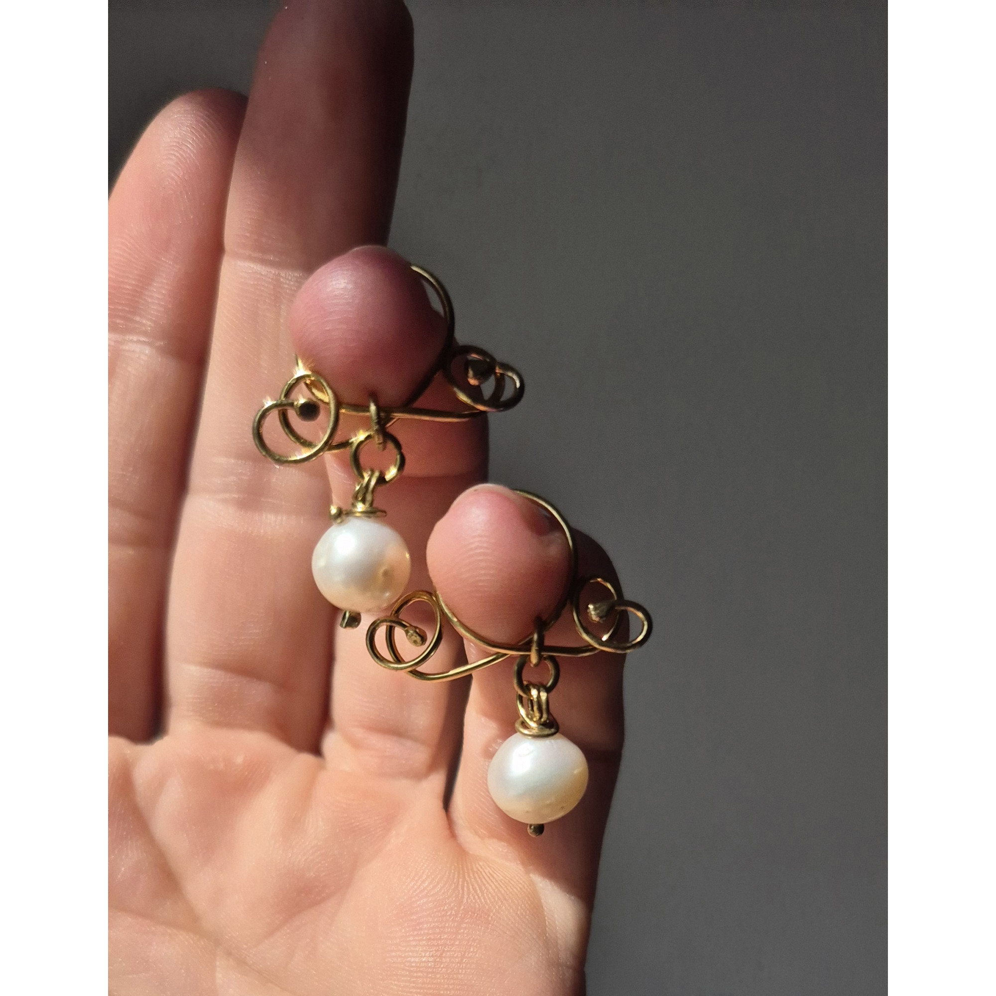 Handmade Brass Non-Piercing Nipple Clamps with White Pearls — Image 2 of 5