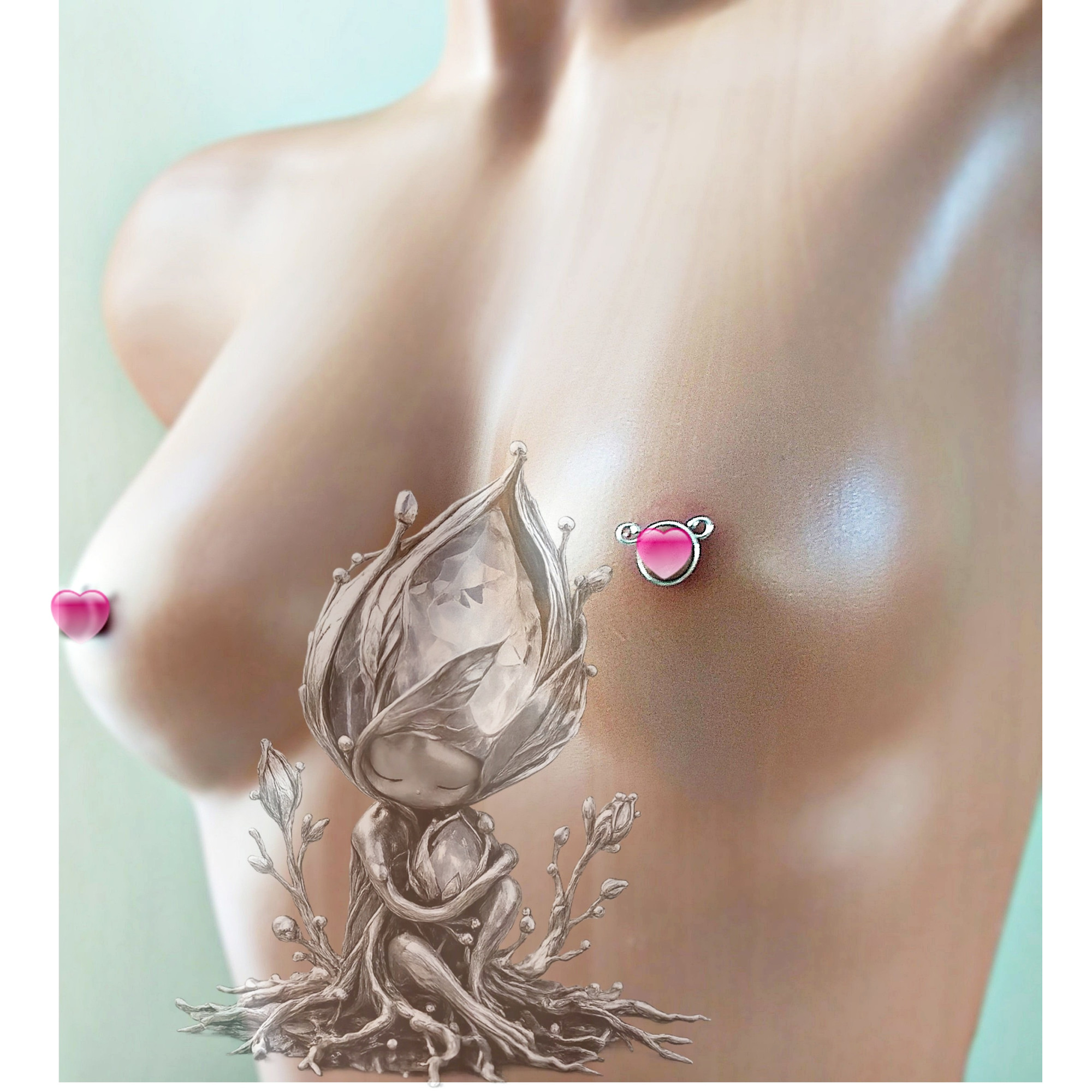 Sterling Silver Non-Piercing Nipple Rings with Side Loops — Pair — Image 2 of 17