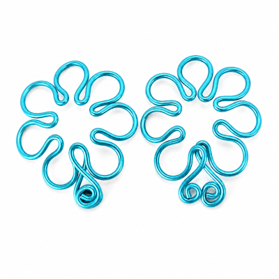 Blue Flower Fake Nipple Rings — Non-Piercing, Adjustable, Handmade Aluminum, Pair