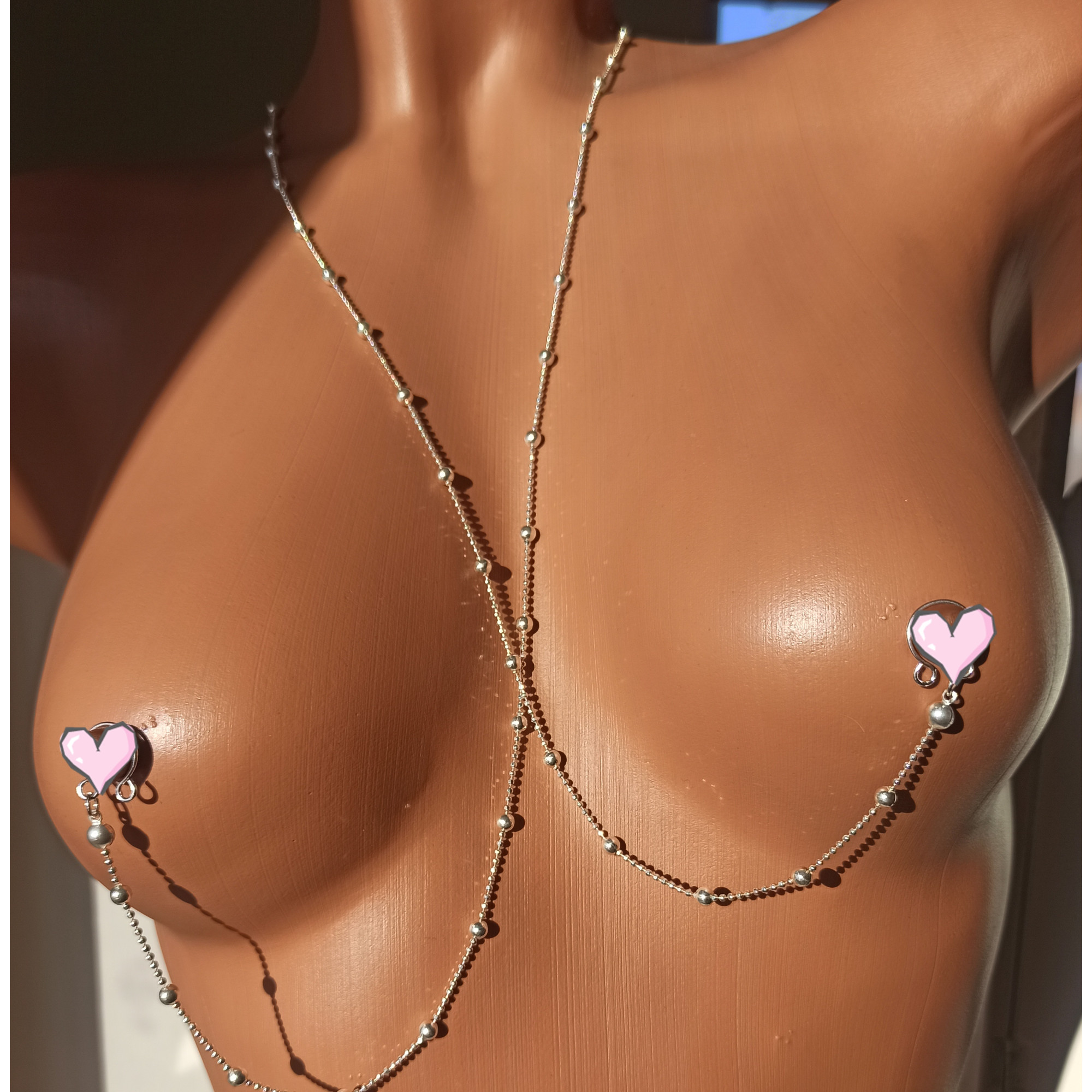 Handmade Non-Piercing Silver Nipple Chain Necklace — Image 6 of 6