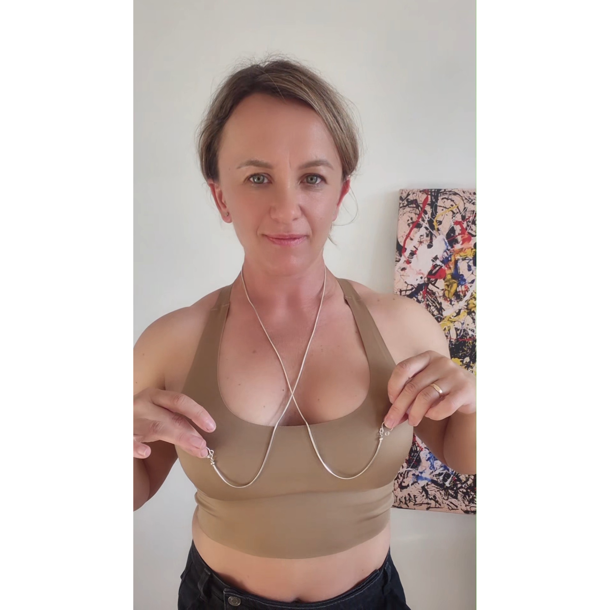 Handmade Non-Piercing Silver Nipple Chain Necklace — Image 4 of 6