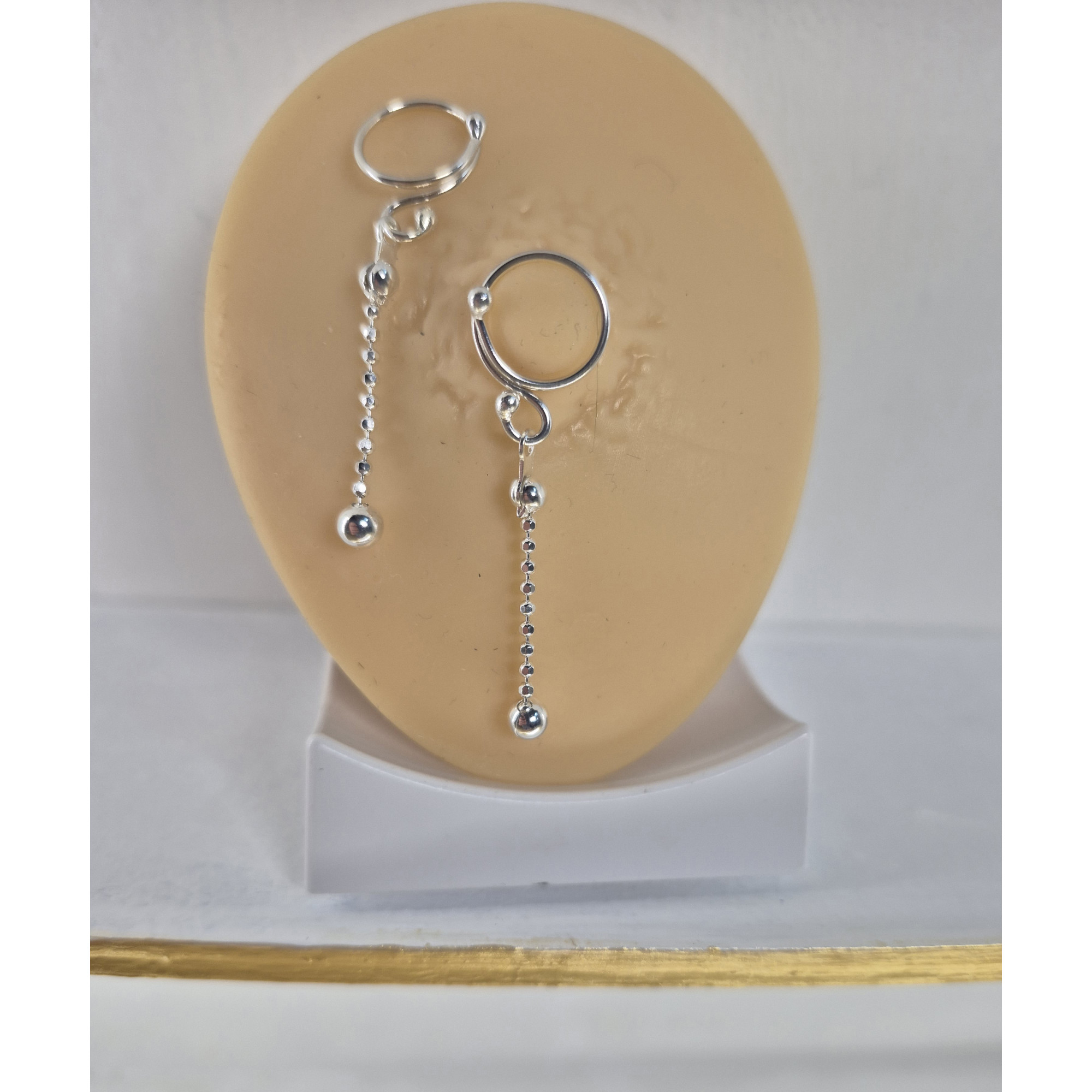 Solid Silver Nipple Rings with Silver Dangles (Pair) — Image 4 of 7