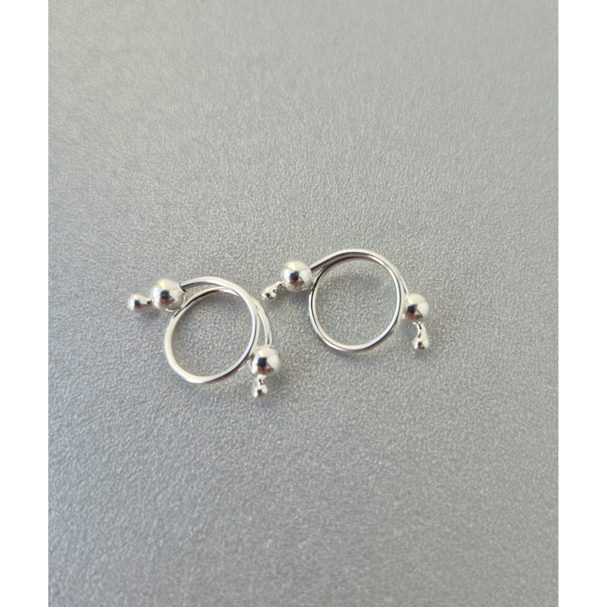 Fake nipple piercing - pair adjustable Barbell - handmade silver nipple bar — Image 2 of 6