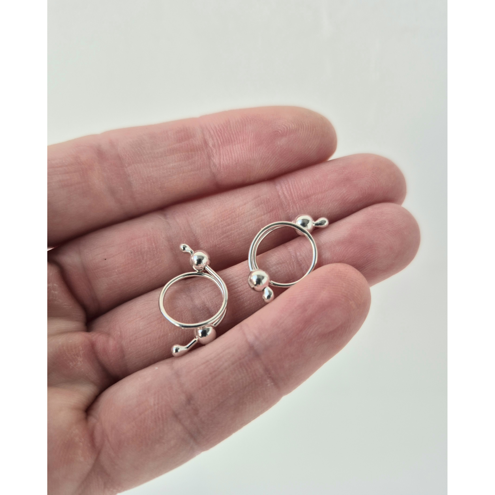 Fake nipple piercing - pair adjustable Barbell - handmade silver nipple bar — Image 5 of 6