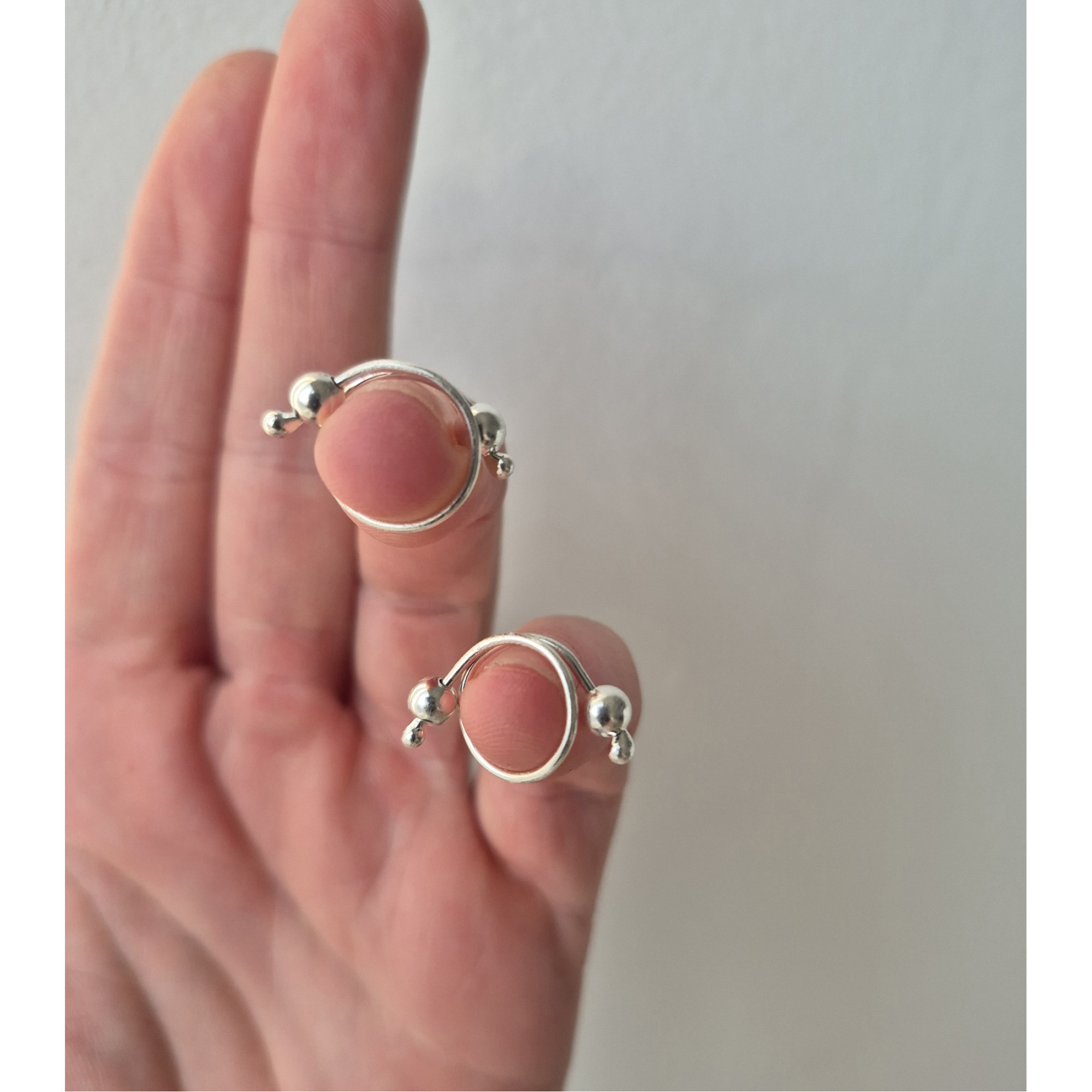 Fake nipple piercing - pair adjustable Barbell - handmade silver nipple bar — Image 1 of 6