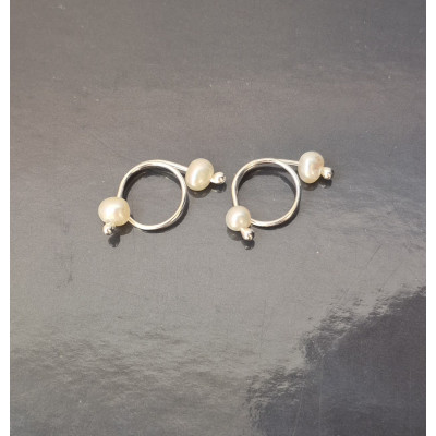 Non piercing nipple rings \ Fake nipple piercing with white pearls 