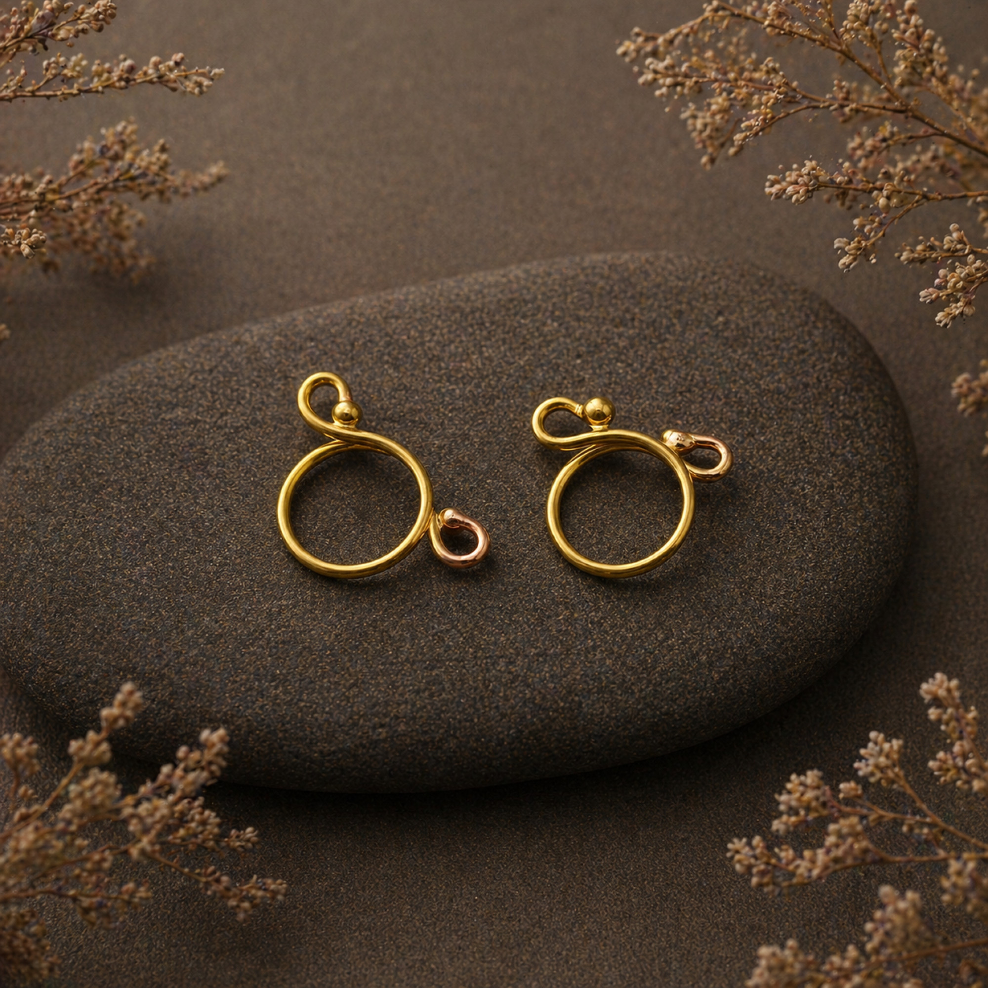 Handmade Brass Non-Piercing Nipple Rings with Side Loops (Pair) — Image 2 of 3