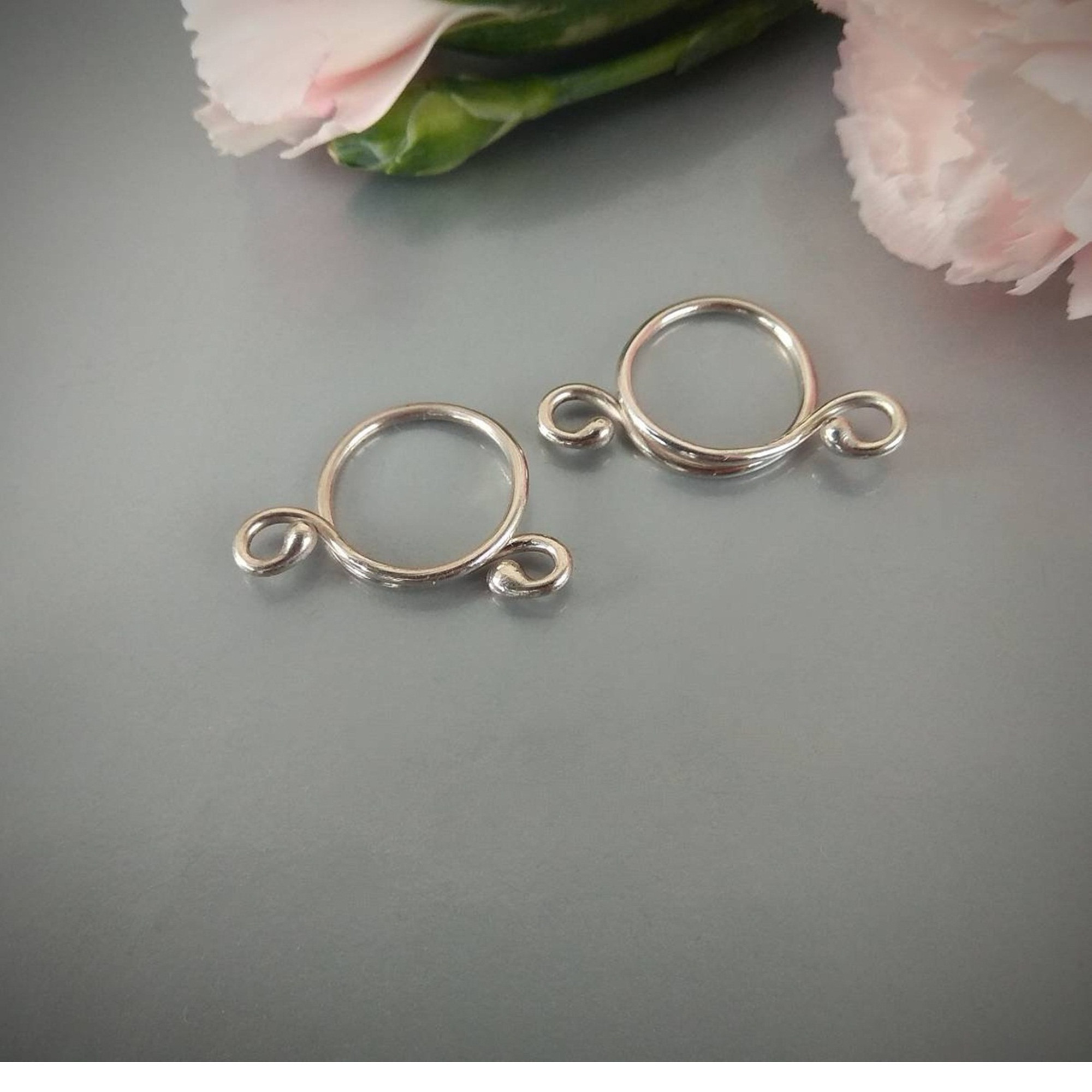 Handmade Sterling Silver Non-Piercing Nipple Rings with Side Loops (Pair) — Image 1 of 5