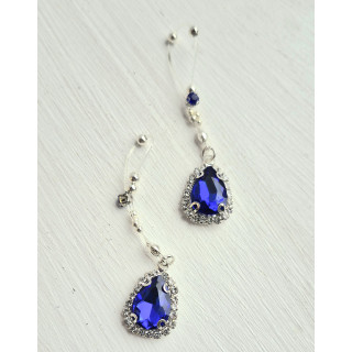 Crystal Nipple Rings — Fake Piercing, Silver Beads, Sparkling Glass Crystals, Pair