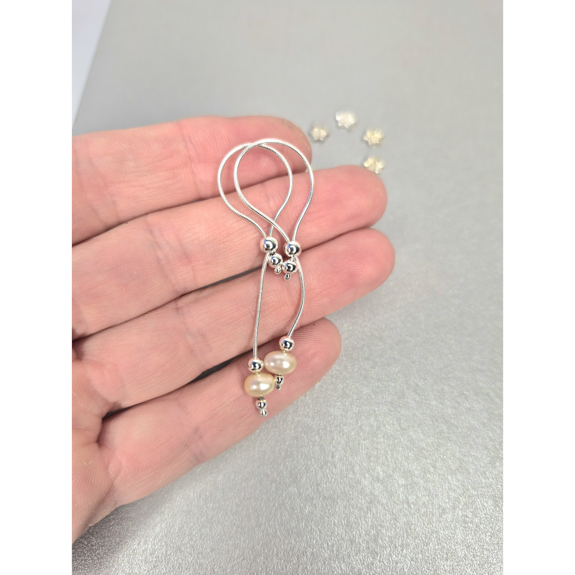 Adjustable Handmade Sterling Silver Breast Jewelry with Natural Pearls — Image 9 of 14