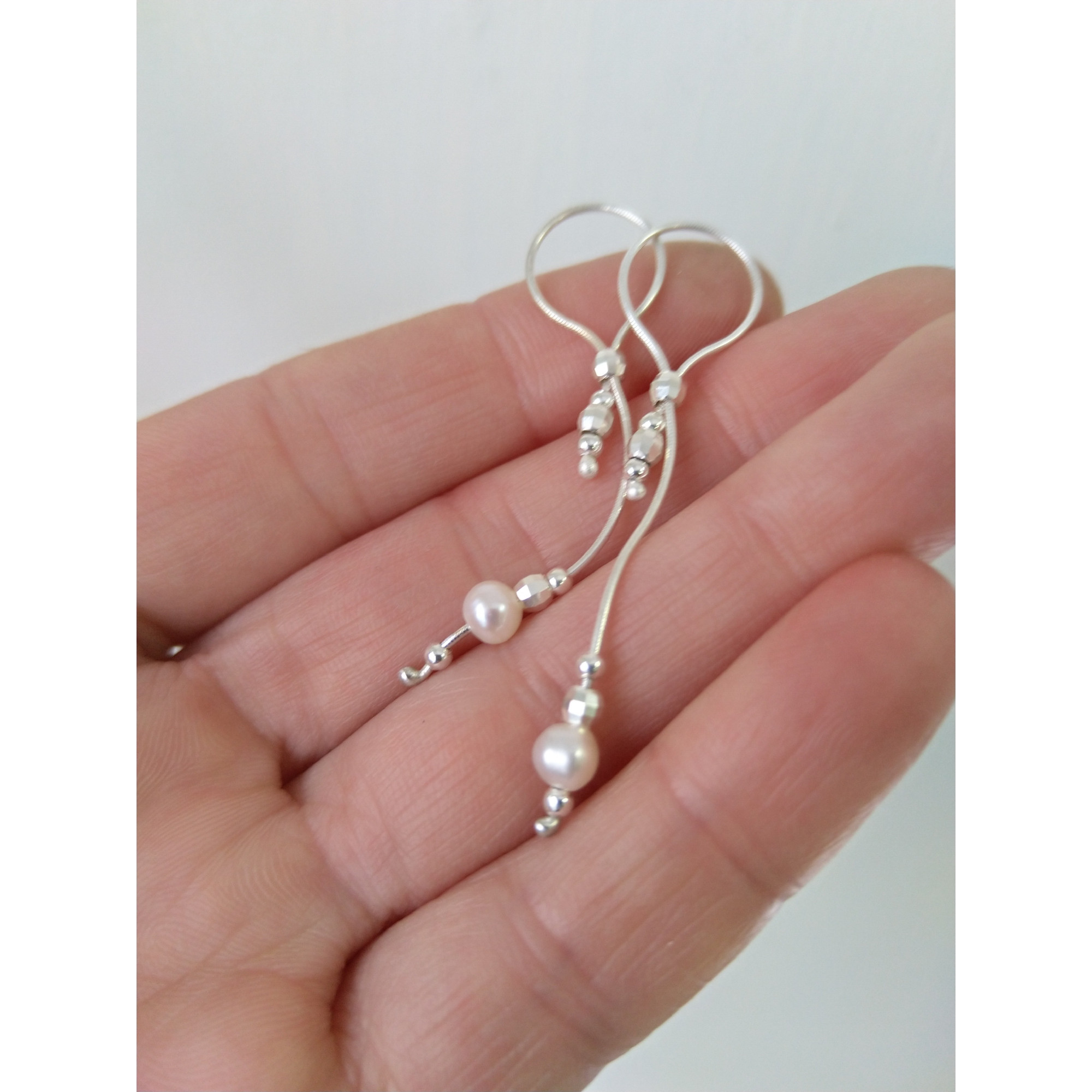 Adjustable Handmade Sterling Silver Breast Jewelry with Natural Pearls — Image 4 of 14